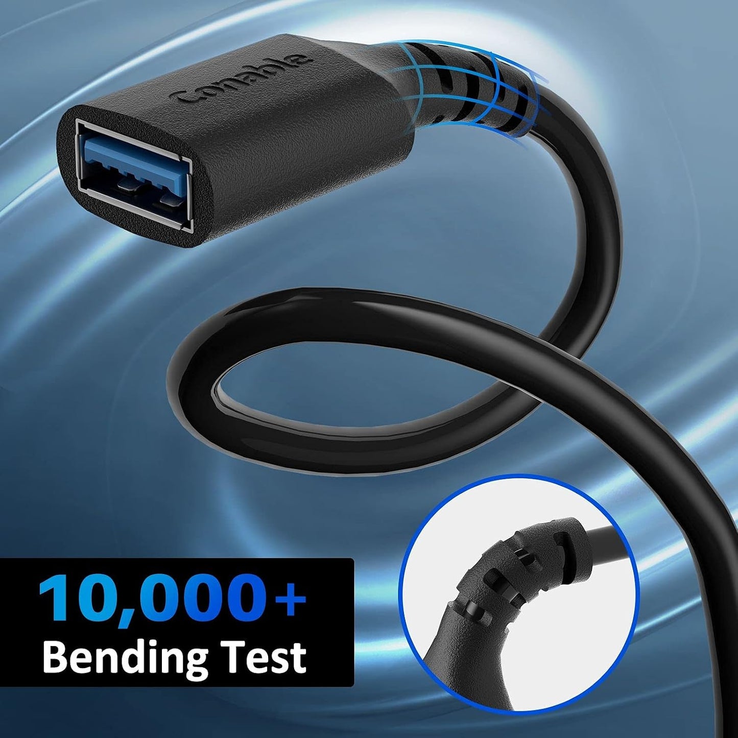 3 Pack 3.0 4 5Gbps 5 USB Extension Cable Feet, USB A Male to Female Extender Cord, Data Transfer for Webcam, Printer