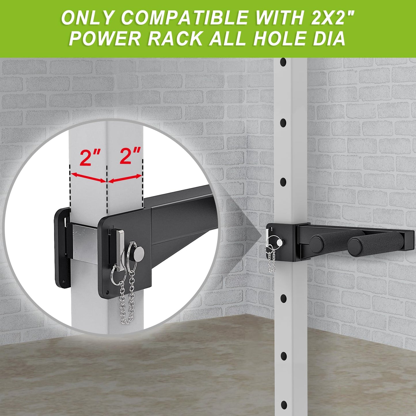Lifeswell Dip Bar Attachment for 2" x 2" Power Rack, Non-Slip Wide & Narrow Grip Handles, 500 lbs Capacity, Squat Rack Attachment for Dips, Inverted Rows, Push-Ups