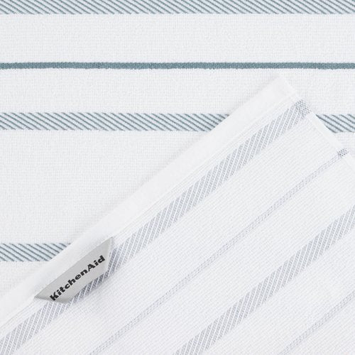 KitchenAid Albany Kitchen Towel 4-Pack Set, Fog Blue/White, 16"x26"