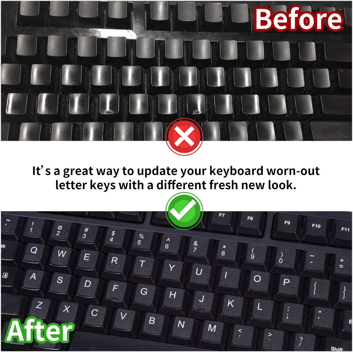 CaseBuy 2 Pack English Keyboard Stickers, Replacement Keyboard Letters Sticker with White Font on Black Background