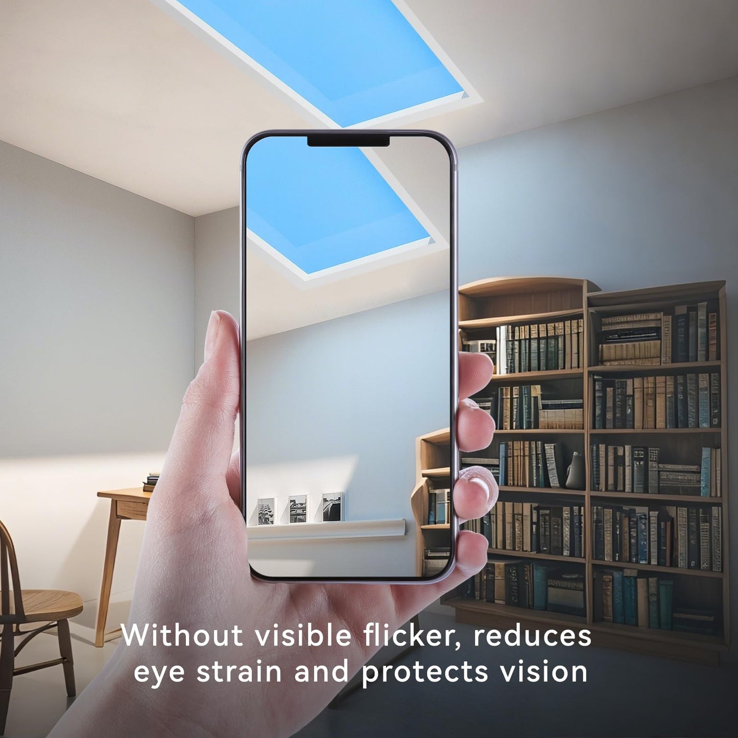 Stecutts 2x1 Ft Smart Blue Sky Light Ceiling Lamp, APP Control and Biological Rhythm Simulate Sunlight Irradiation, Artificial Skylight for Living Room, Bathroom, Office (2x1 Ft)