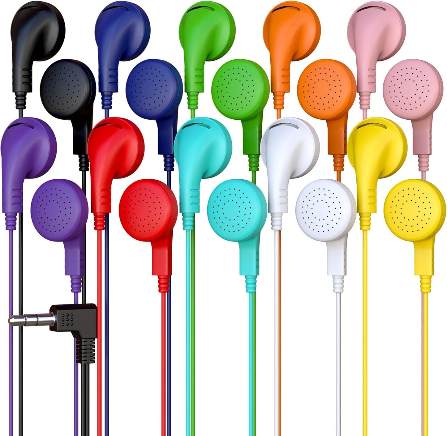 Redskypower 10 Pack 3.5mm 4ft Bulk Wired Earphones, In Ear Earbud Headphones with Jack, Tangle Free Cable, Comfortable
