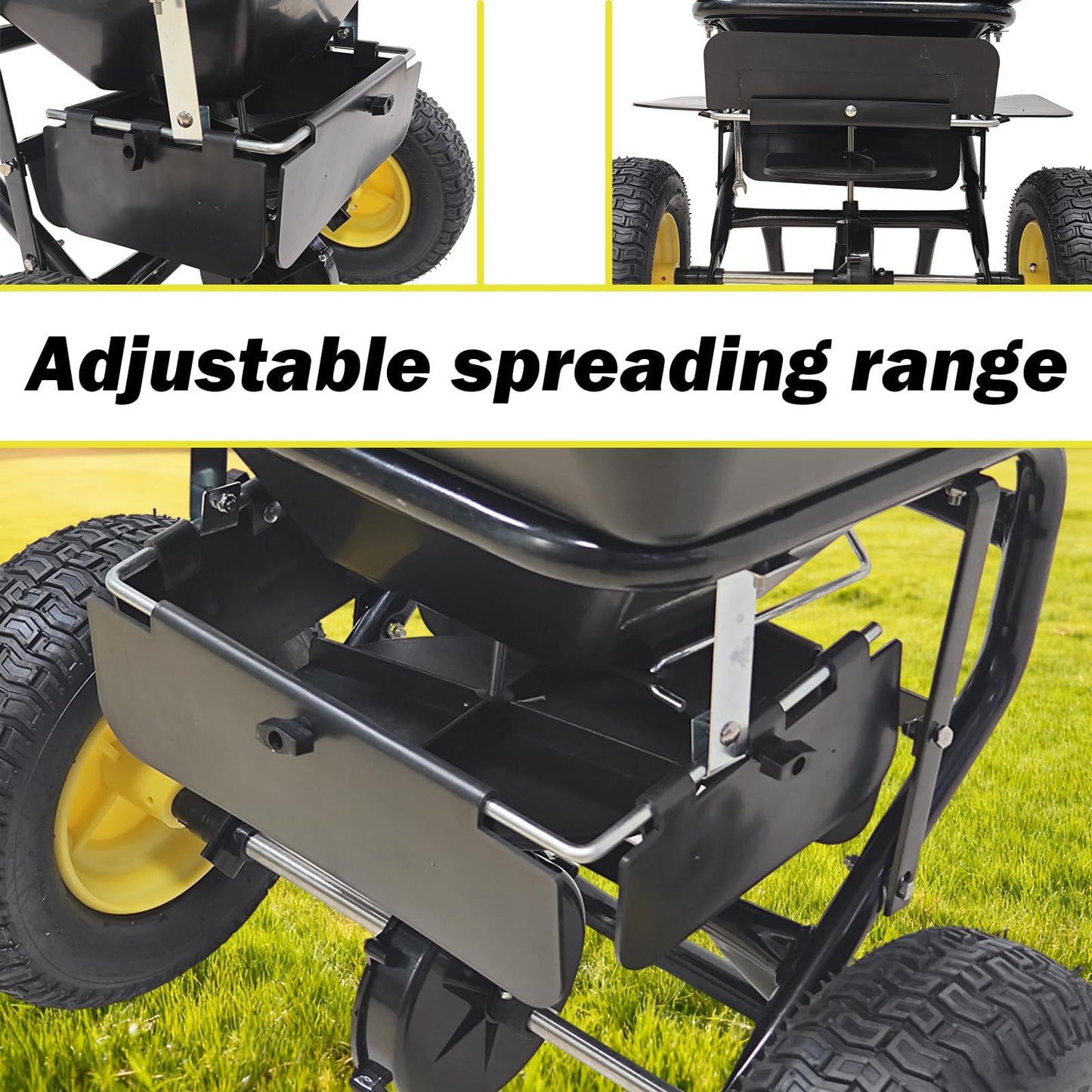 EAGWON Fertilizer Spreader, Walk-Behind Push Broadcast Spreader - All Season, 100lb Capacity, 13in All-Terrain Pneumatic Tires, Grate/Cover/Enclosed Gearbox, for Seed/Fertilizer/Salt/Snow Melt