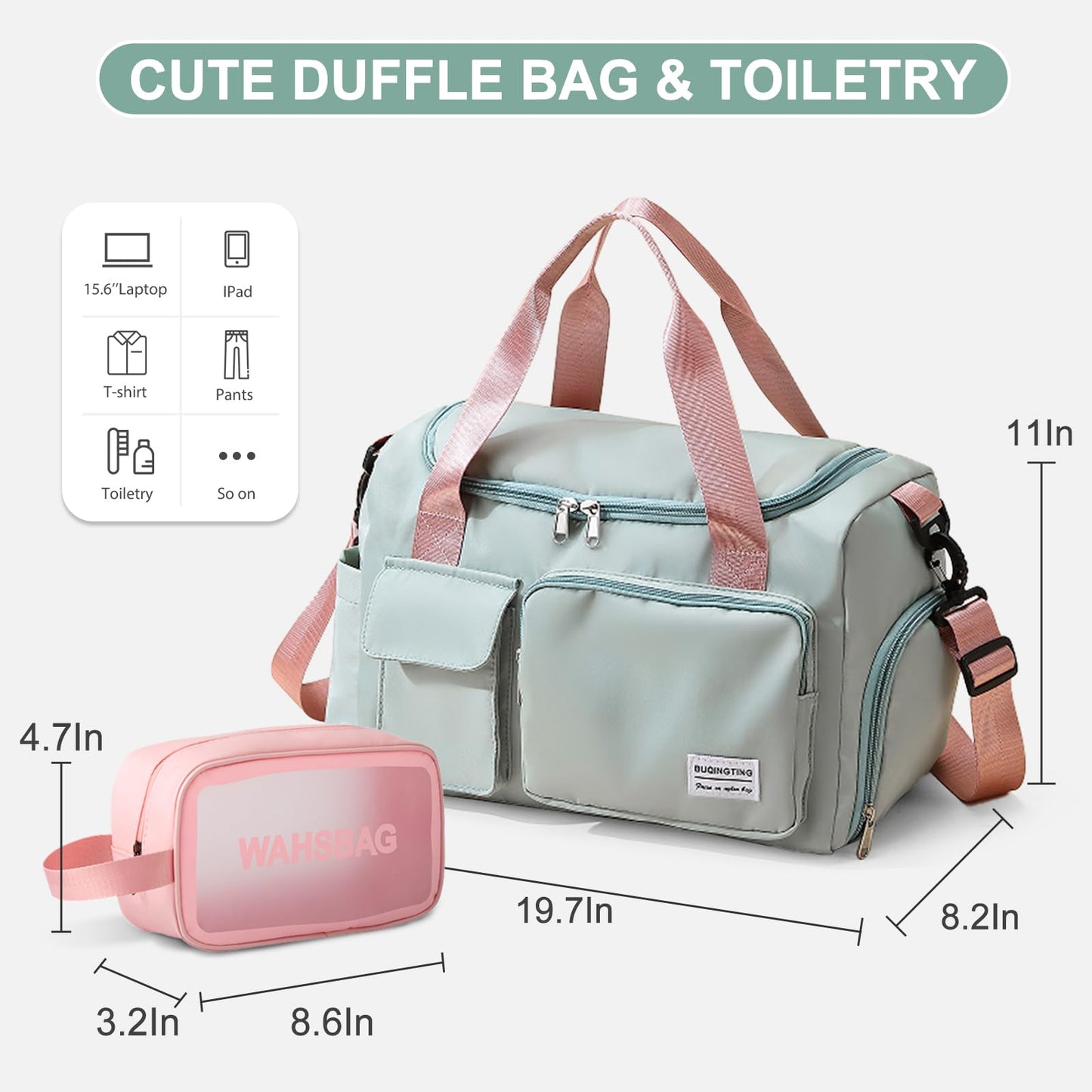 Small Gym Bag for Women, Travel Duffle Bag Carry On Weekender Bag with Shoe Compartment, 05#green, Gym Bag & Toiletry Bag, Gym Bag&toiletry Bag