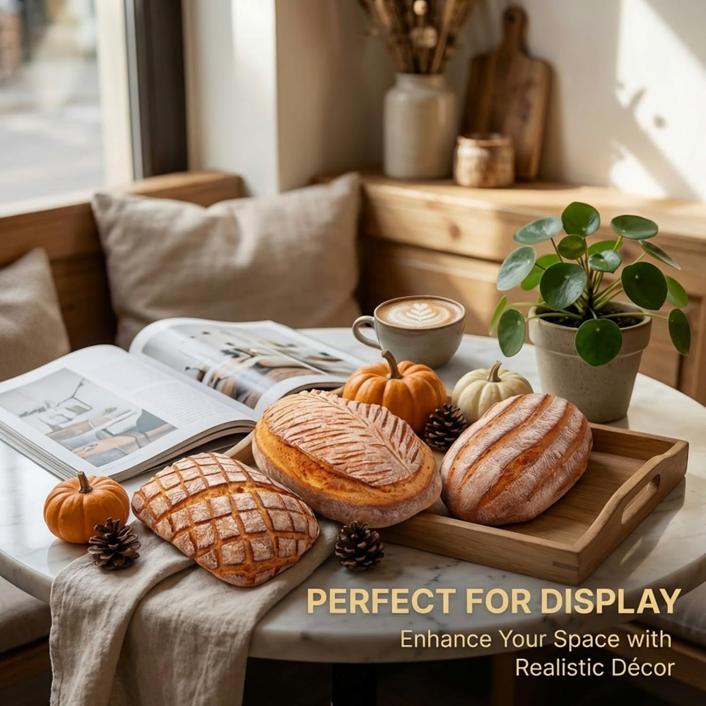 Generic (B22) Realistic Fake Bread for Store Sample Display, Highly Simulated PU Artisan Loaf for Retail Shelves