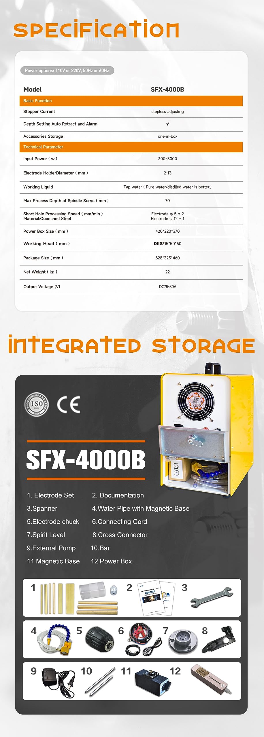 SFX Portable EDM Broken Tap Remover, Mini EDM Spark Erosion,Remove broken Screw,drills,taps, bolts from Blind Hole, Depth Setting, Power 3000W Fast remove M2 to M48(Dia. 0.07in to 2 in)