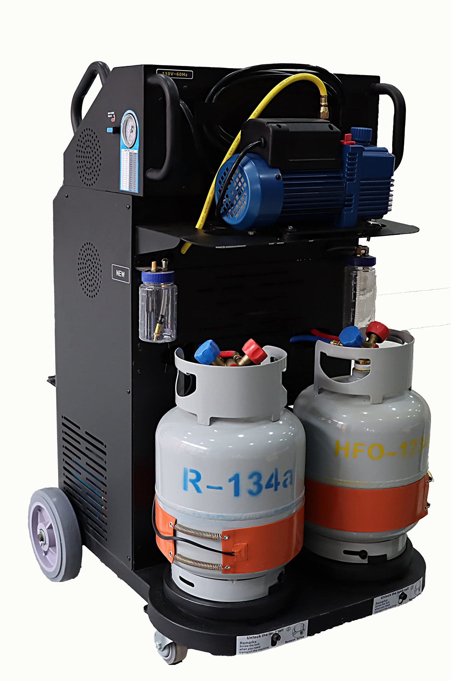 Tektino RCC-6S-Dual Fully Automatic Refrigerant Recovery Machine for R134a and R1234yf, Dual Cylinder AC Recovery Machine for Automotive HVAC Recovery and Recharge Refrigerant