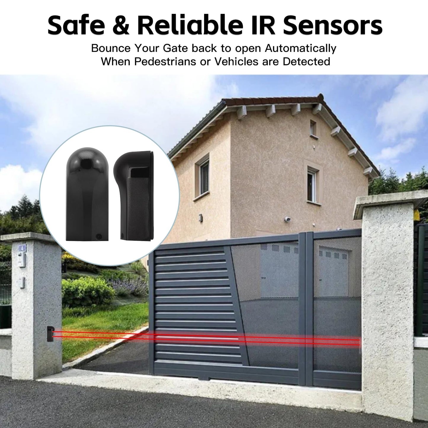 X X-HOUSE Upgraded Automatic Driveway Sliding Gate Opener for Sliding Gate Up to 1800 lb or 40ft, with 2 Remote Controls, Photocell Sensor, Complete & Security Electric Slide Gate Motor Kit