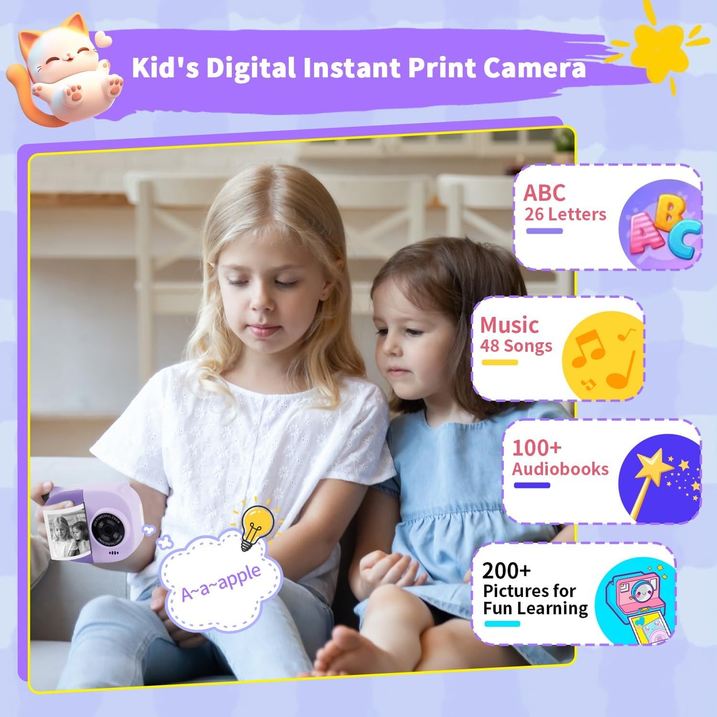 Rongta 1080P 3 4 5 6 7 8 Portable Instant Camera for Kids Print Photos Travel Digital Video Camera for Toddlers Year
