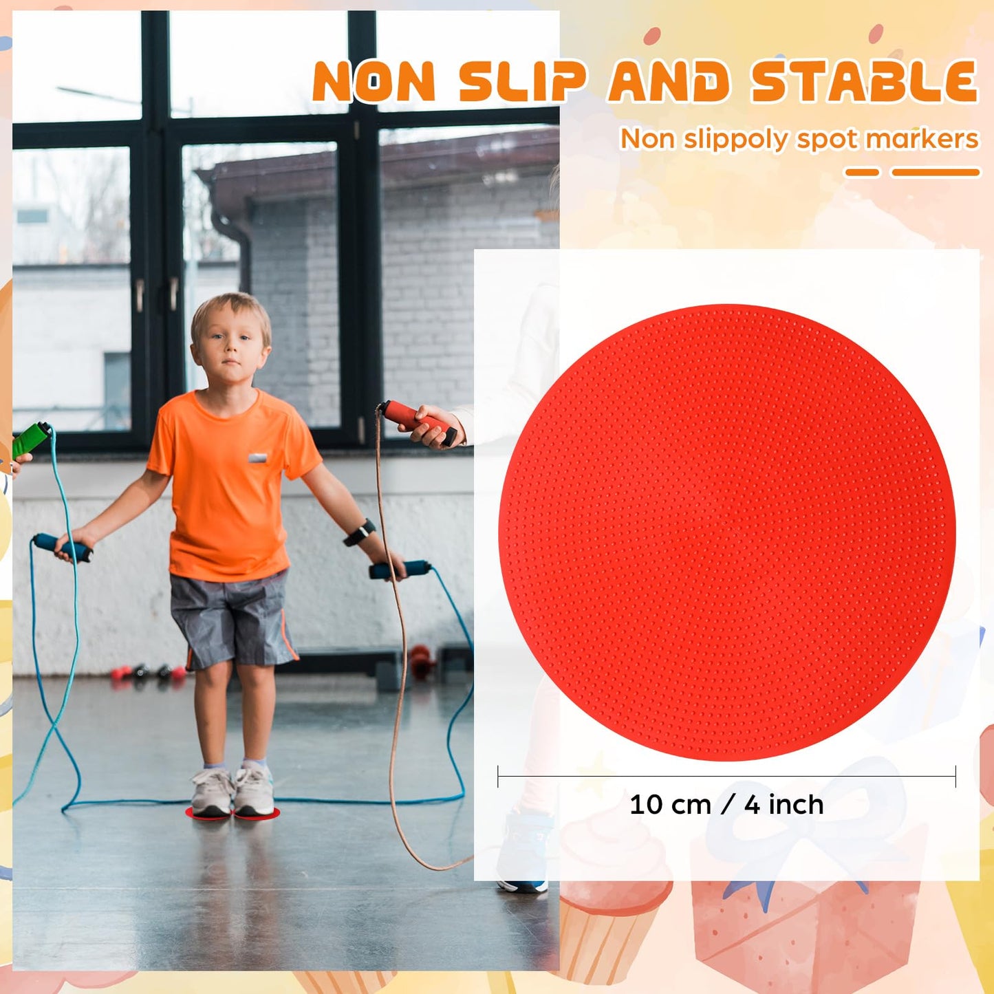wlilupah 6 Pcs Poly Spots Markers 4 Inch Floor Spot Markers Dots for Gym Marker Poly Sports Training for Gym Floor Soccer Basketball Speed Agility Training Field Marking Equipment (Red)