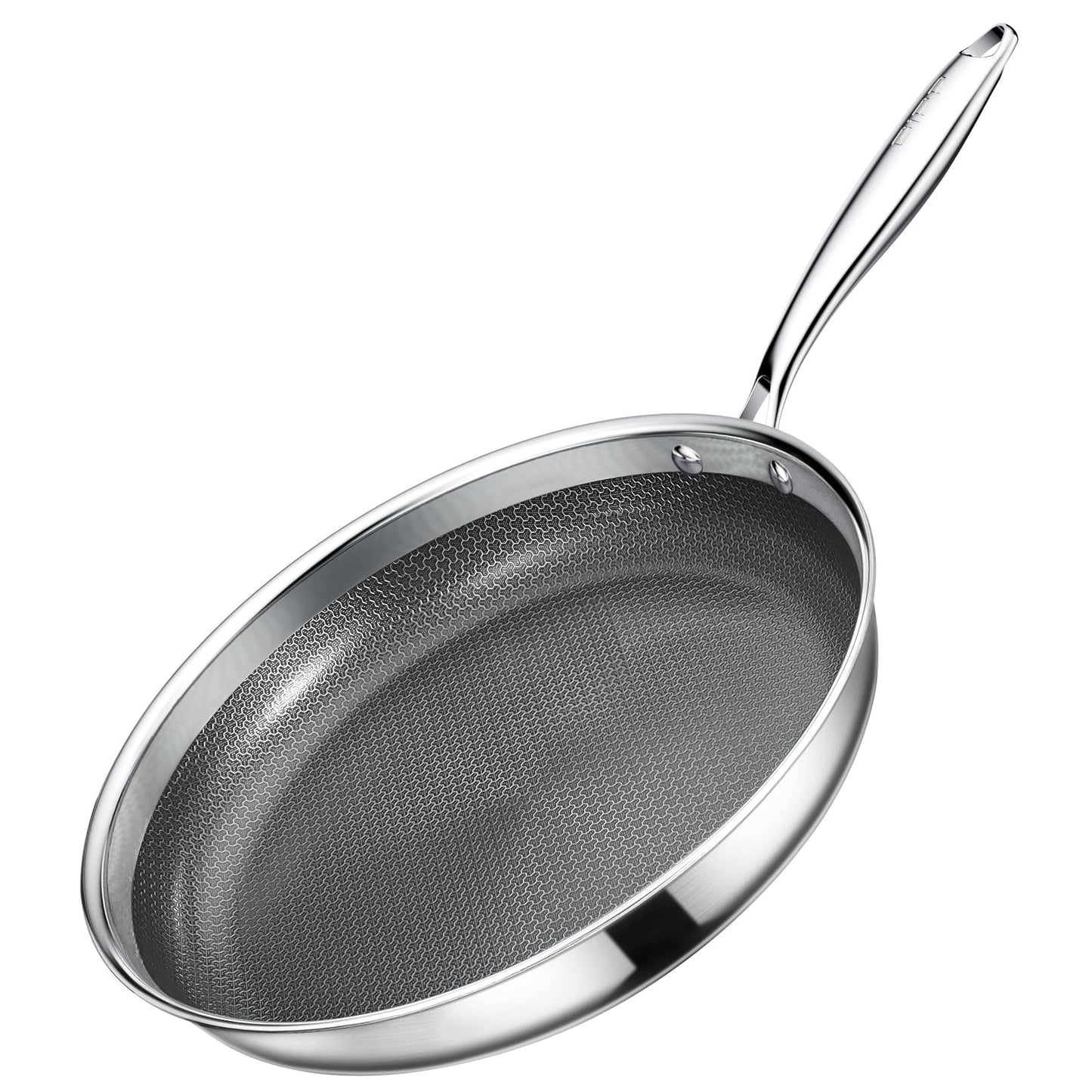 GiPP Tri-Ply Stainless Steel Frying Pan, 12 inch Hybrid Frying Pans Nonstick Skillets, Dishwasher and Oven-Safe, Induction Ready, Compatible with All Cook tops, PFOS/PFOA Free