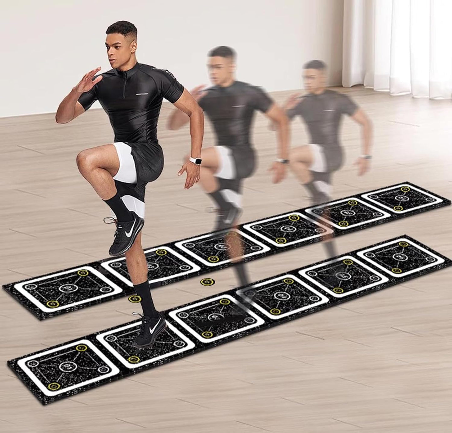 HUAGHEE Rubber Agility Ladder 8.8 Ft Non-Slip Speed Agility Training Ladder for Soccer Footwork Training，Flat Agility Ladder for Children's Physical Training Equipment (8.8 ft)