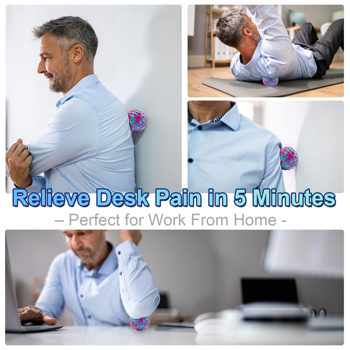 Deep Tissue Massage Ball for Exercise & Recovery - SGS Certification - Targets Back, Shoulder, Legs&Feet - Relieves Muscle Knots, Joint Pain&Tightness, Pressure Point Therapy- Myofascial Release Ball