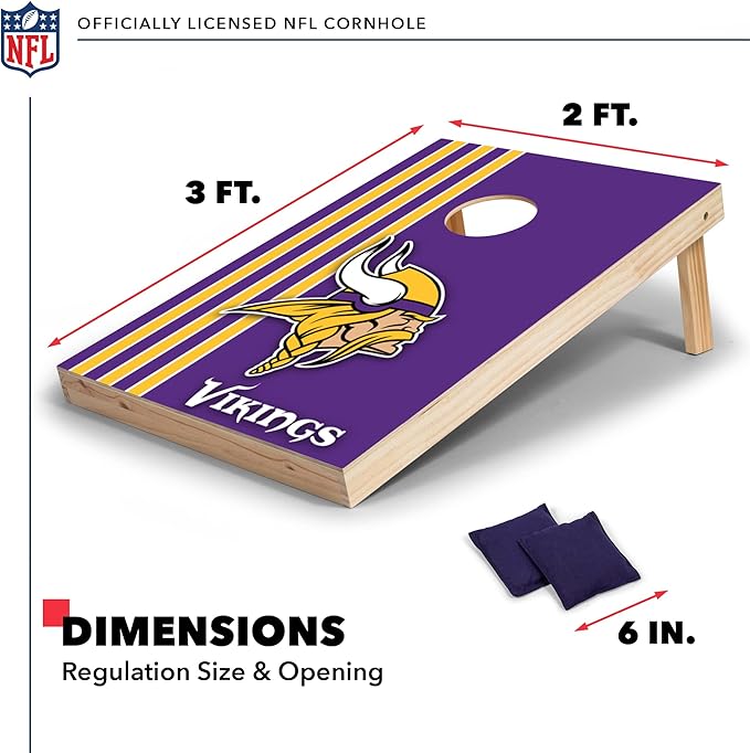 NFL 2' x 3' Solid Wood Cornhole Set with Direct Print HD Team Graphics – Great Gift for Any Football Fan! Bean Bag Toss Family Outdoor Games