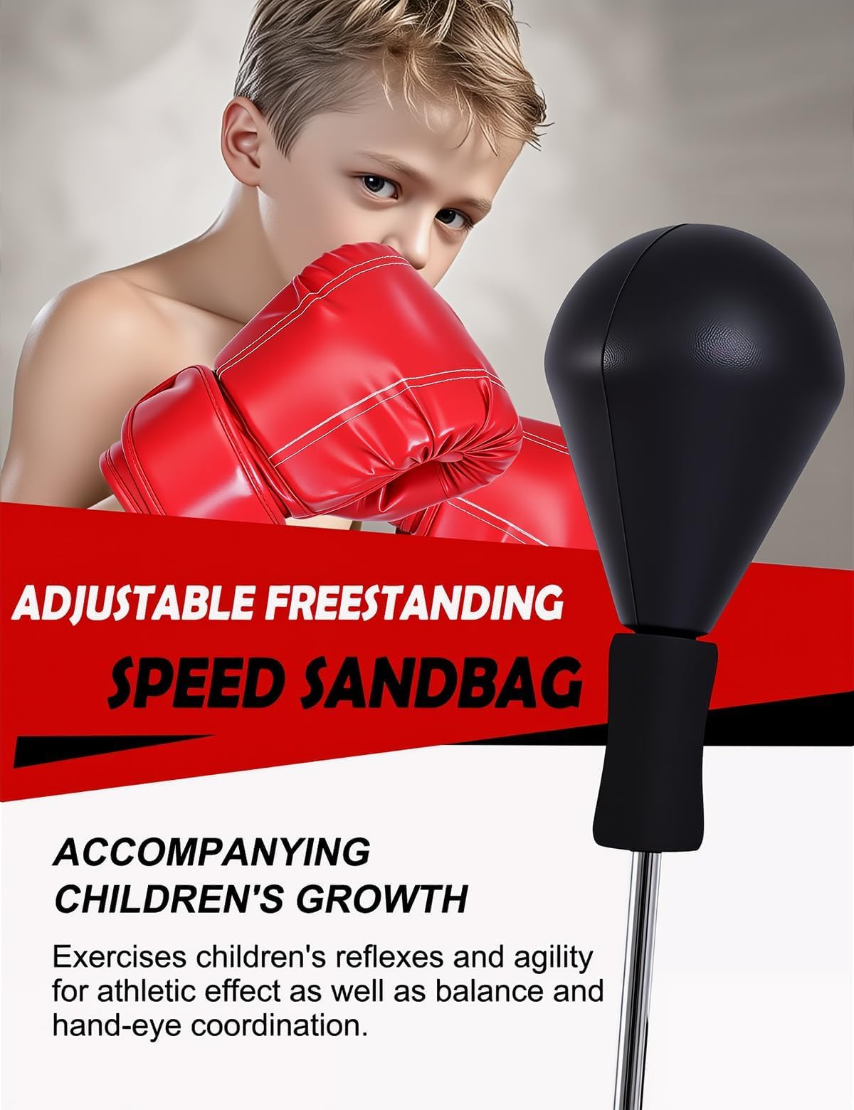 Punching Bag with Stand, Boxing Bag for Teens & Adults -Improves Speed, Reflexes and Endurance - Height Adjustable for Training, Boxing Equipment, Stress Relief and Fitness Speed Bag