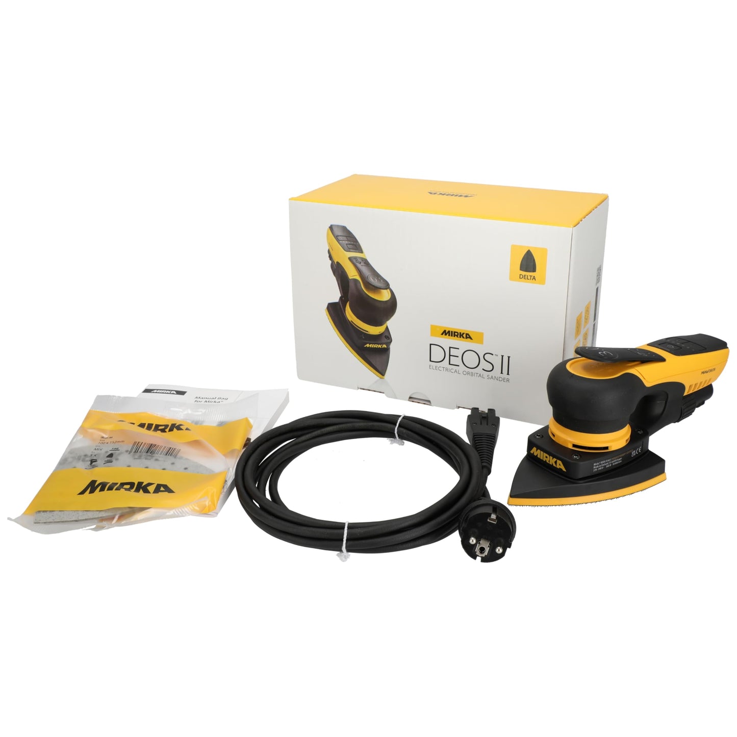 Mirka DEOS II Delta 663X Orbital Sander 4"x6"x6" Triangle Detail Sander, 3mm Orbit, Brushless Motor, Low Vibration, Dust-Free Corner Sander for Woodworking, Drywall, Painting & Furniture