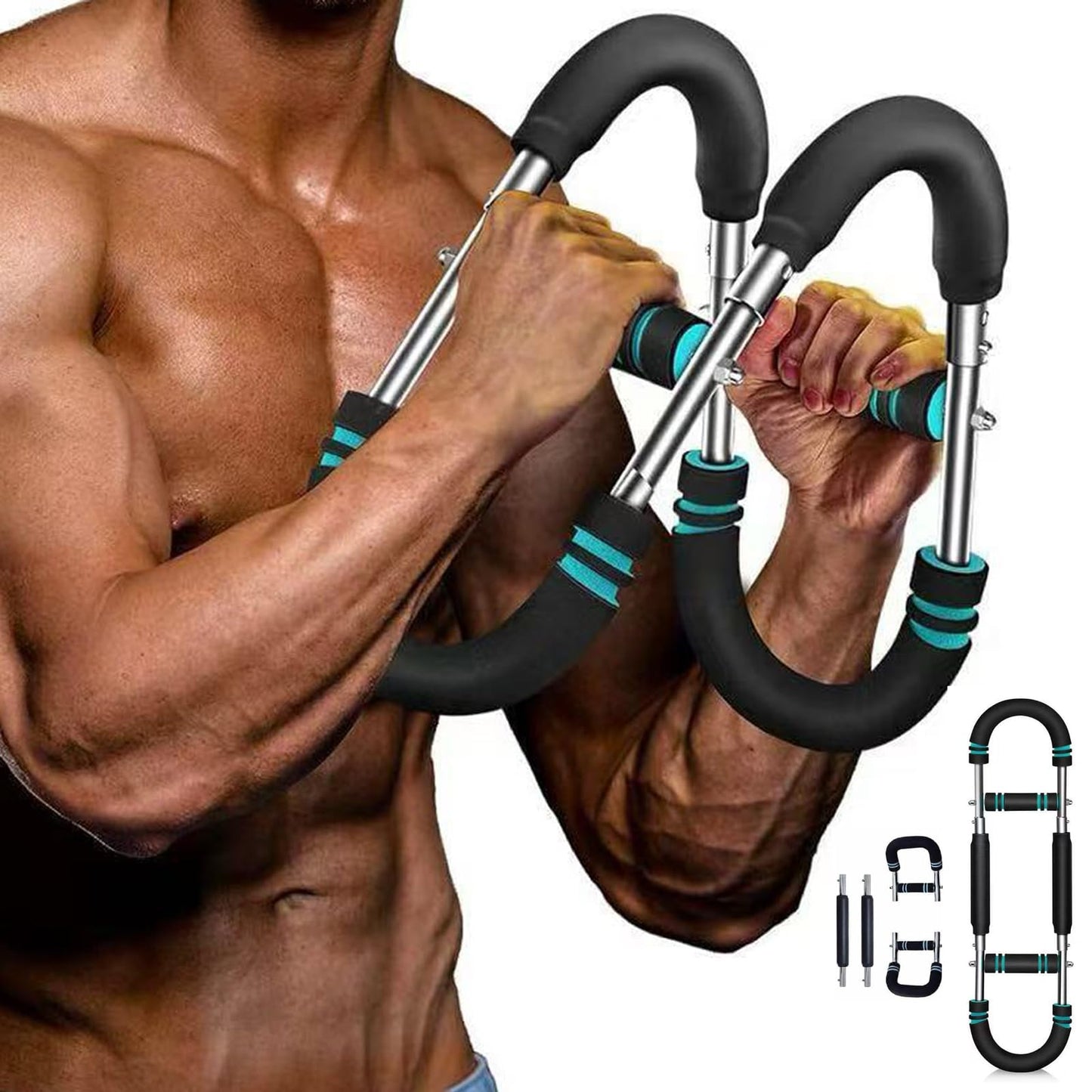 Twister Arm Trainer for Men - 40-100 LBS Adjustable Chest Workout Equipment with 3 Resistance Levels, Portable Detachable Home Gym Strength Trainer for Upper Body Muscle Building, Exercise Equipment