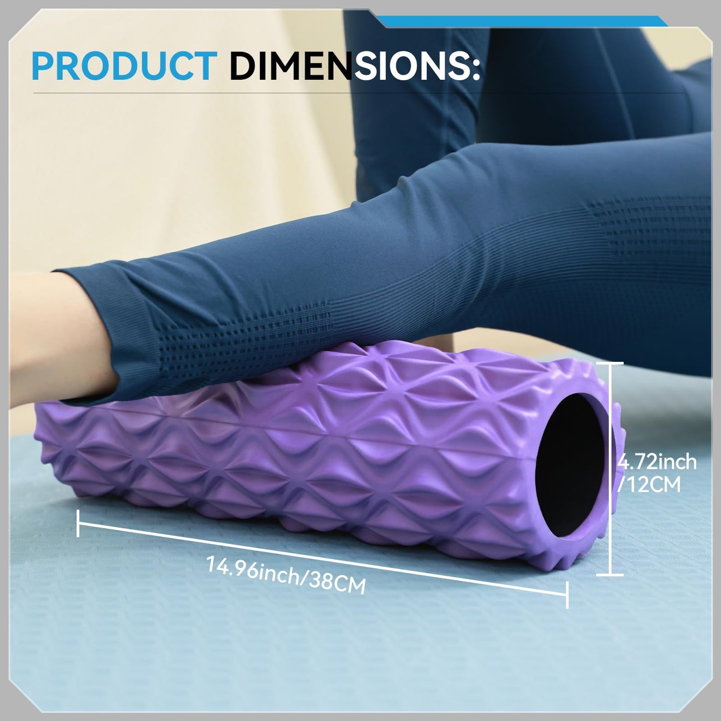 Zmarthumb Foam Roller - 15 inch Deep Tissue Massager for Muscle Massage, Myofascial Trigger Point Release, Exercise, Yoga, Pilates & Stretching(Purple)