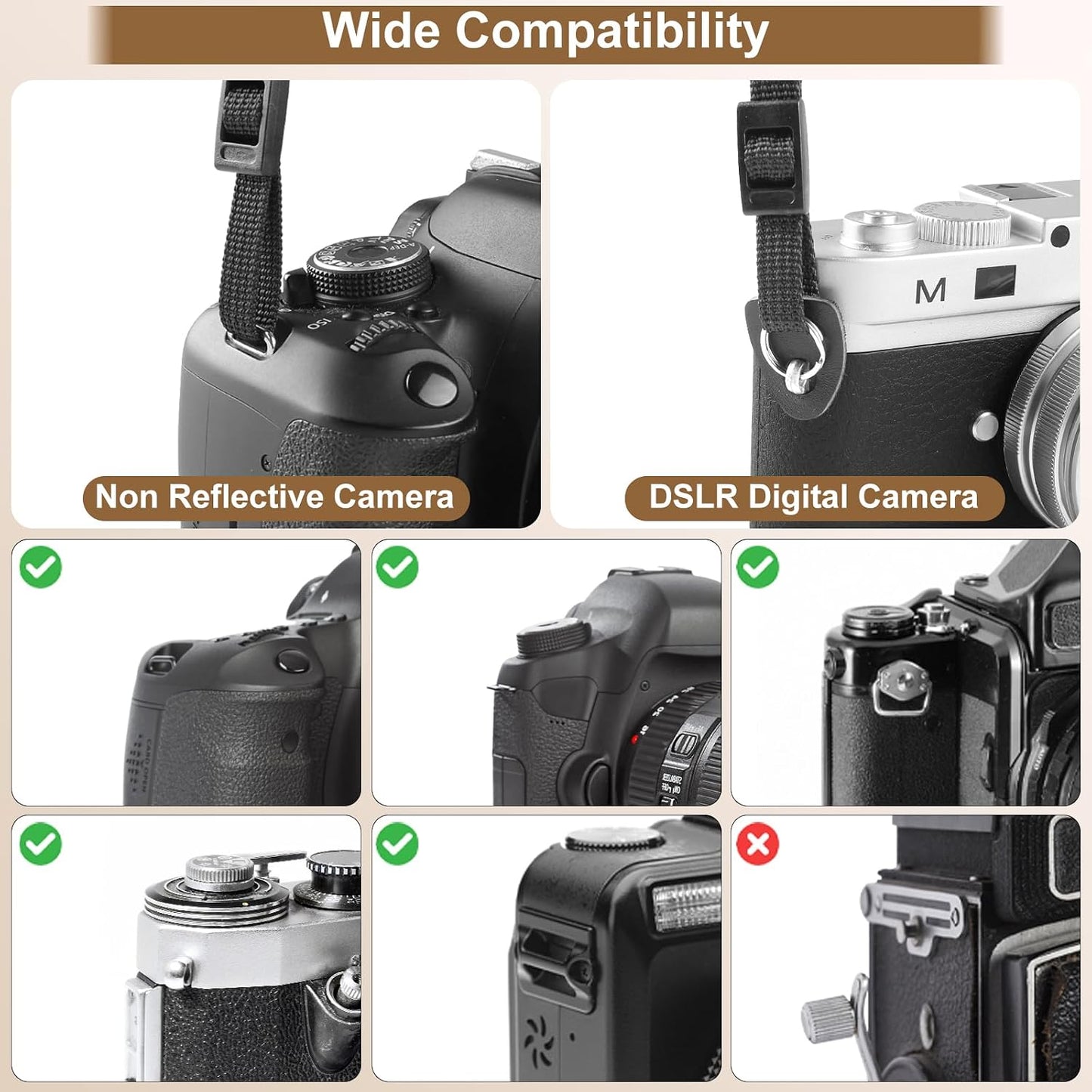 1.5" FIEIL Neck Strap Silicone Camera Straps - Padded Camera Strap, Wide Adjustable Nylon Shoulder Strap - Compatible