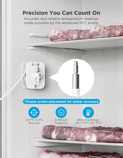 GoveeLife WiFi Refrigerator Thermometer - Wireless Digital Freezer Gauge with Alarm | 2-Pack, App Support