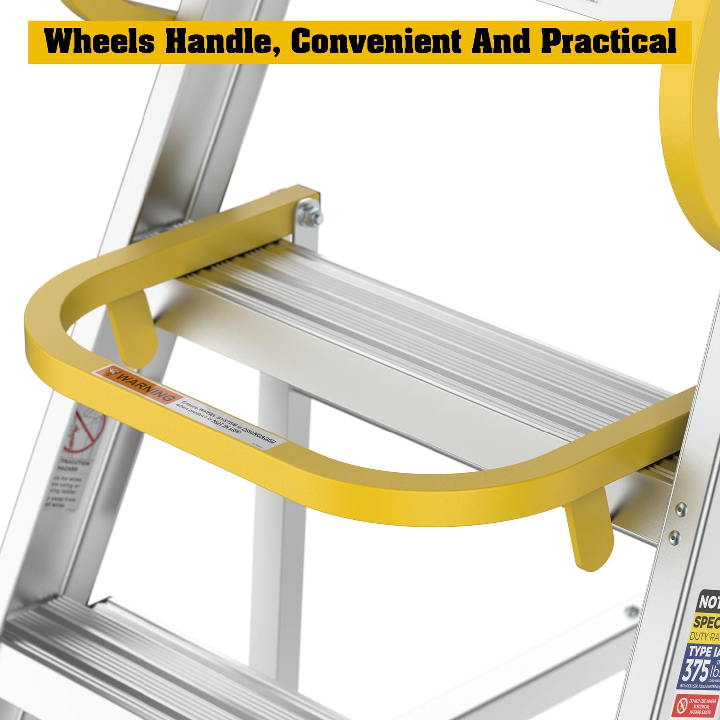 WIILAYOK 5 Step Ladder Aluminum Rolling Platform Ladders with 360° Guardrail System, Industrial Safety Non-Slip Rolling Ladder with Wheels for Warehouse, Garage, 375 lbs Capacity
