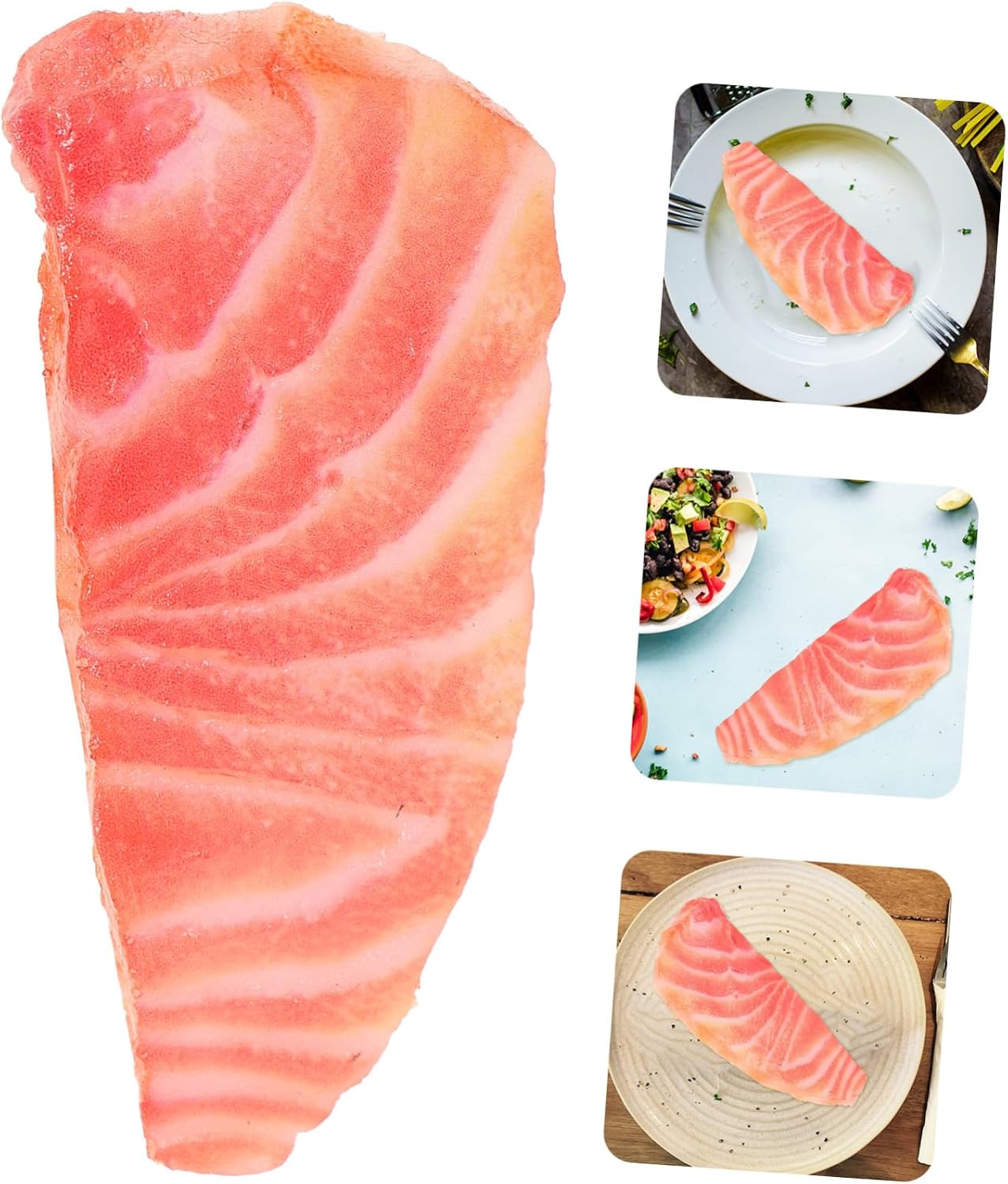 2pcs TOYANDONA Lifelike Salmon Slice Prop Model Realistic Artificial Salmon for Food Display Photography Early