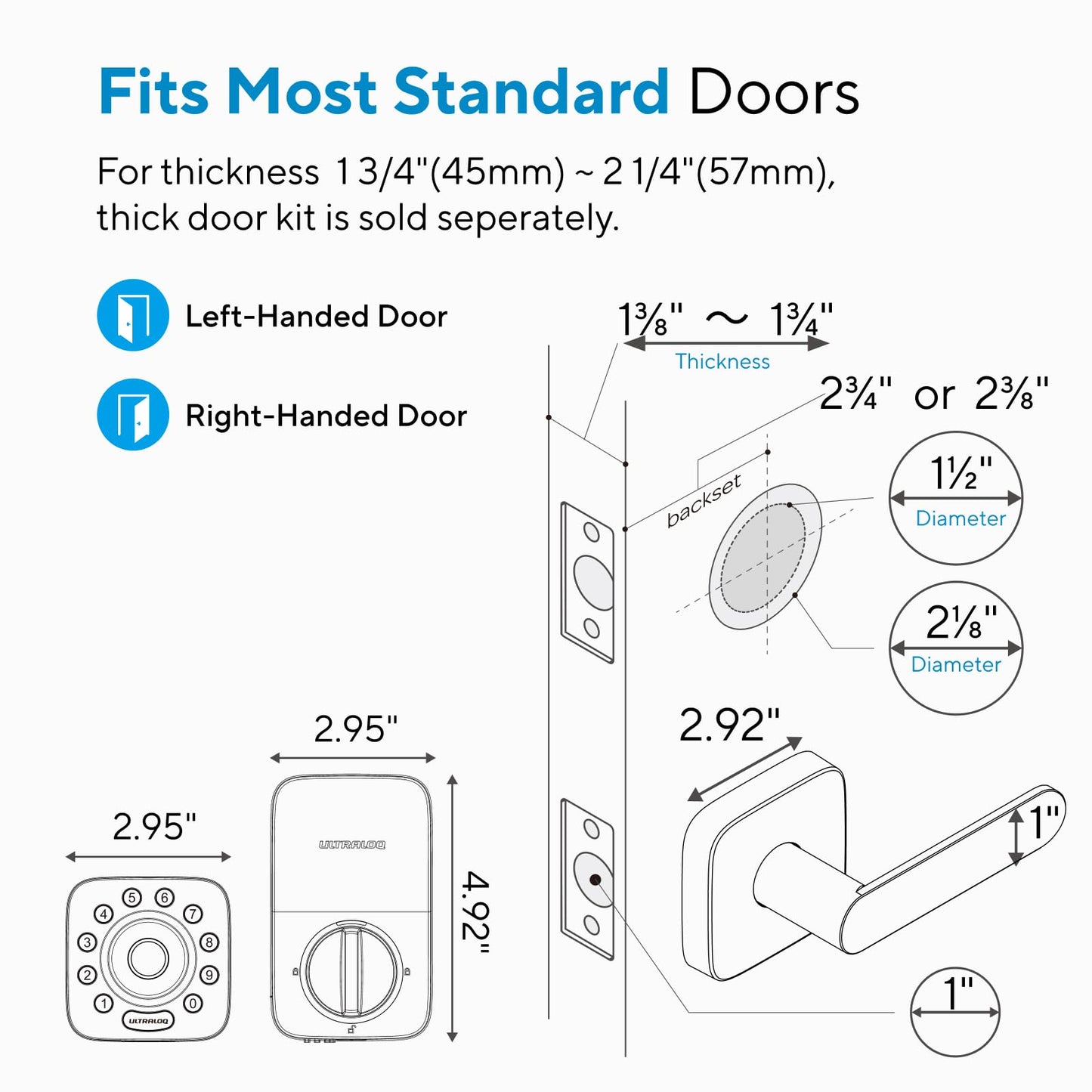 ULTRALOQ U-Bolt Pro WiFi Smart Lock with Handle, Fingerprint Keyless Entry Door Lock Set with Lever, Smart Deadbolt Locks for Front Door, Auto-Lock, Auto Unlock, App Remote Control, ANSI Grade 1
