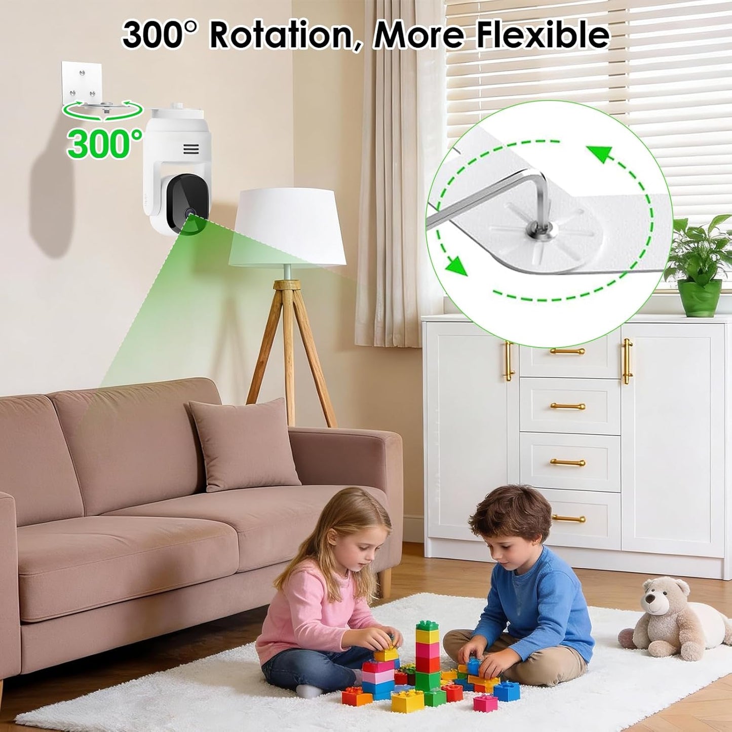 2Packs 300 360 Adjustable Corner Mount Bracket for Arlo Essential Indoor /Outdoor Pan Tilt Security Camera, Metal Wall