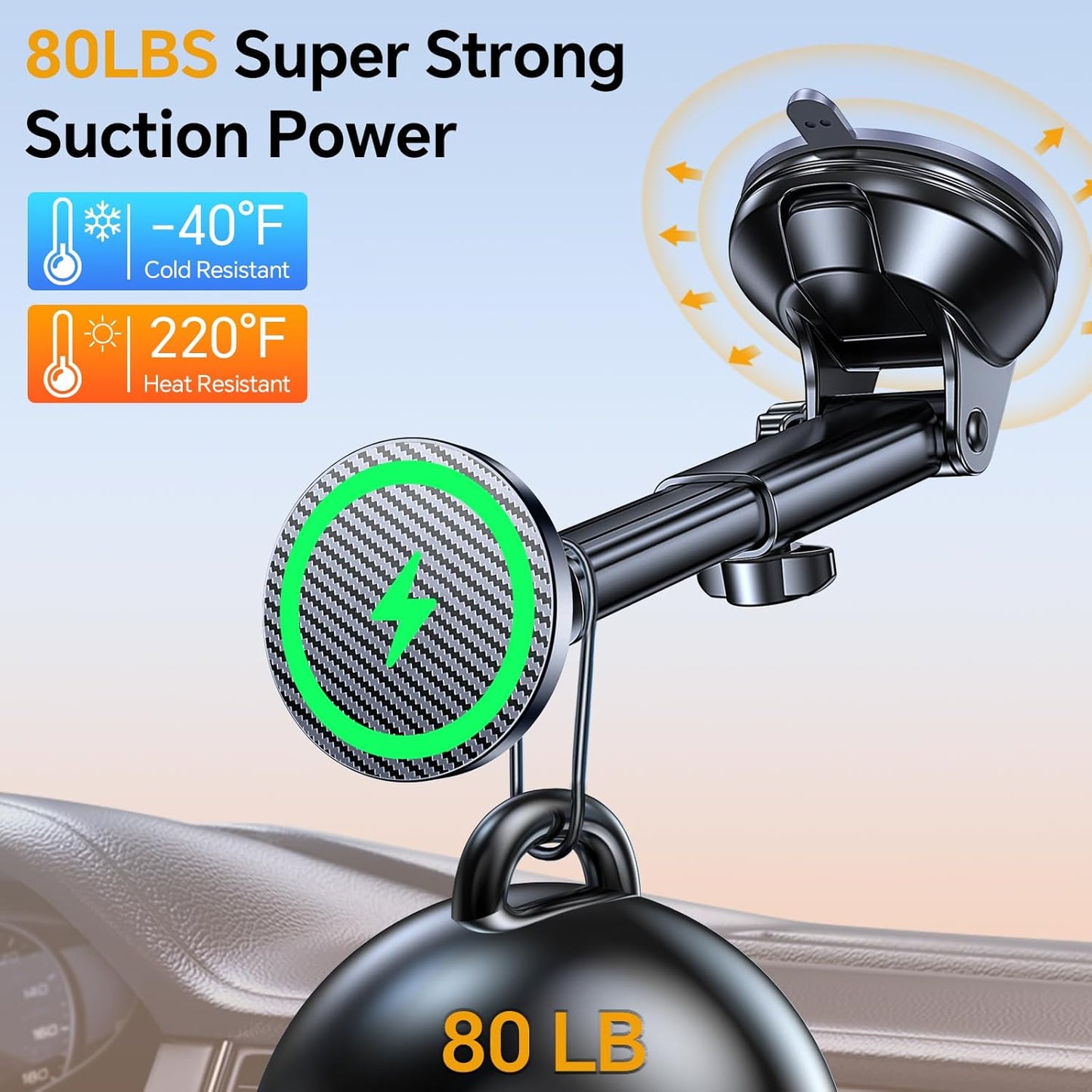 Coolpow 17 for MagSafe Car Mount ChargerUltra Magnet Magnetic Phone Holders for Your Car ChargerWindshield+Vent+Dash