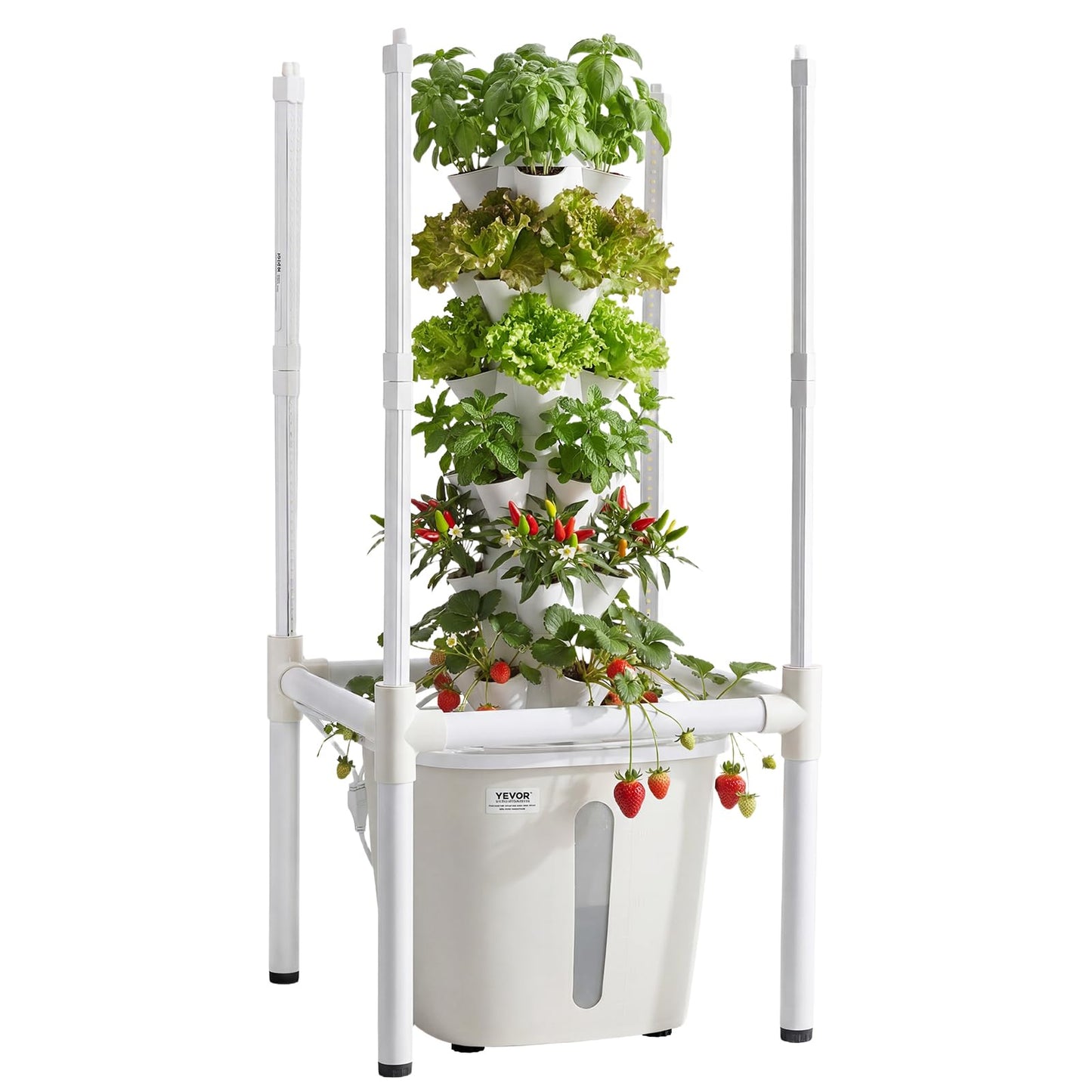 VEVOR Hydroponic Tower, 30 Pods 6 Tiers Hydroponics Growing System Kit with LED Grow Light & App Control, Vertical Home Garden with 20L Water Tank & Pump, Planter for Indoor Herbs, Fruits, Vegetables