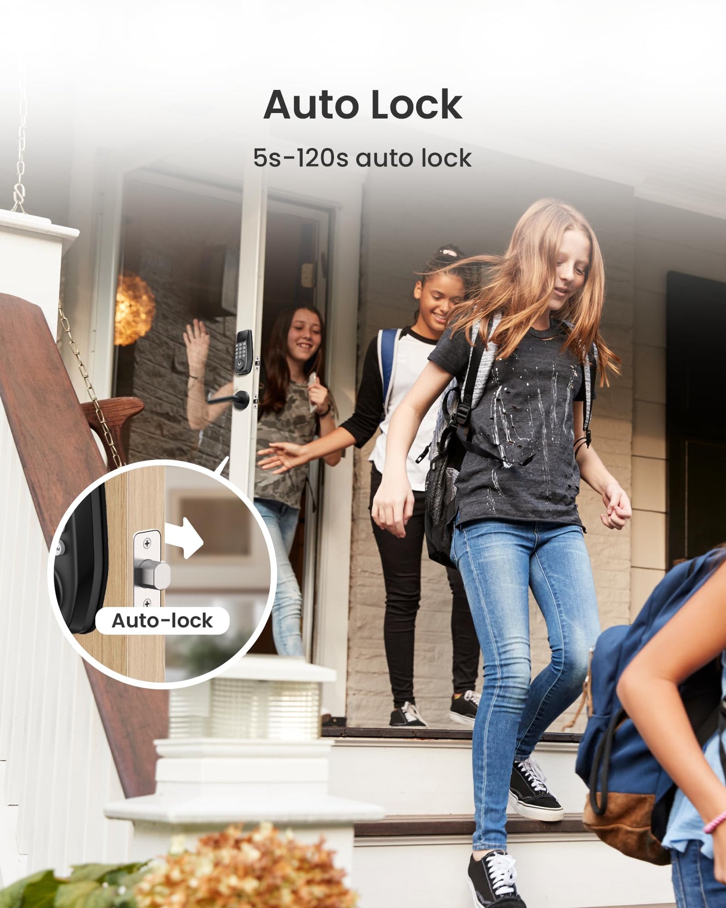 DESLOC C100 Plus Built-in WiFi Smart Lock with Handle Set, Built-in WiFi Keyless Entry Door Lock with Display, Keypad Deadbolt & Matching Lever Handle for Front Door, App Remote Control - Black