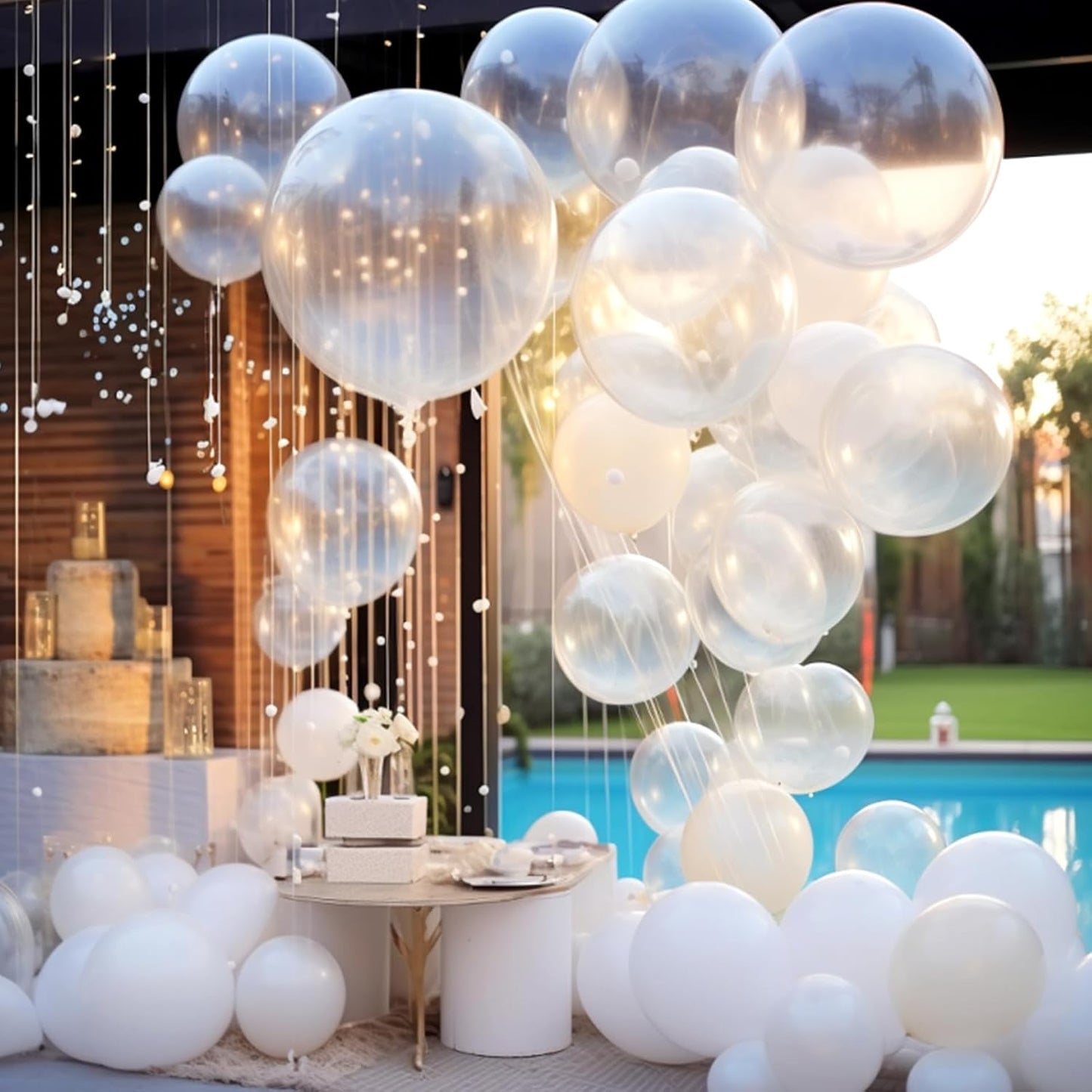 RUBFAC Clear Balloons - 129-Piece Set in Various Sizes for Birthday & Wedding Decorations | Transparent