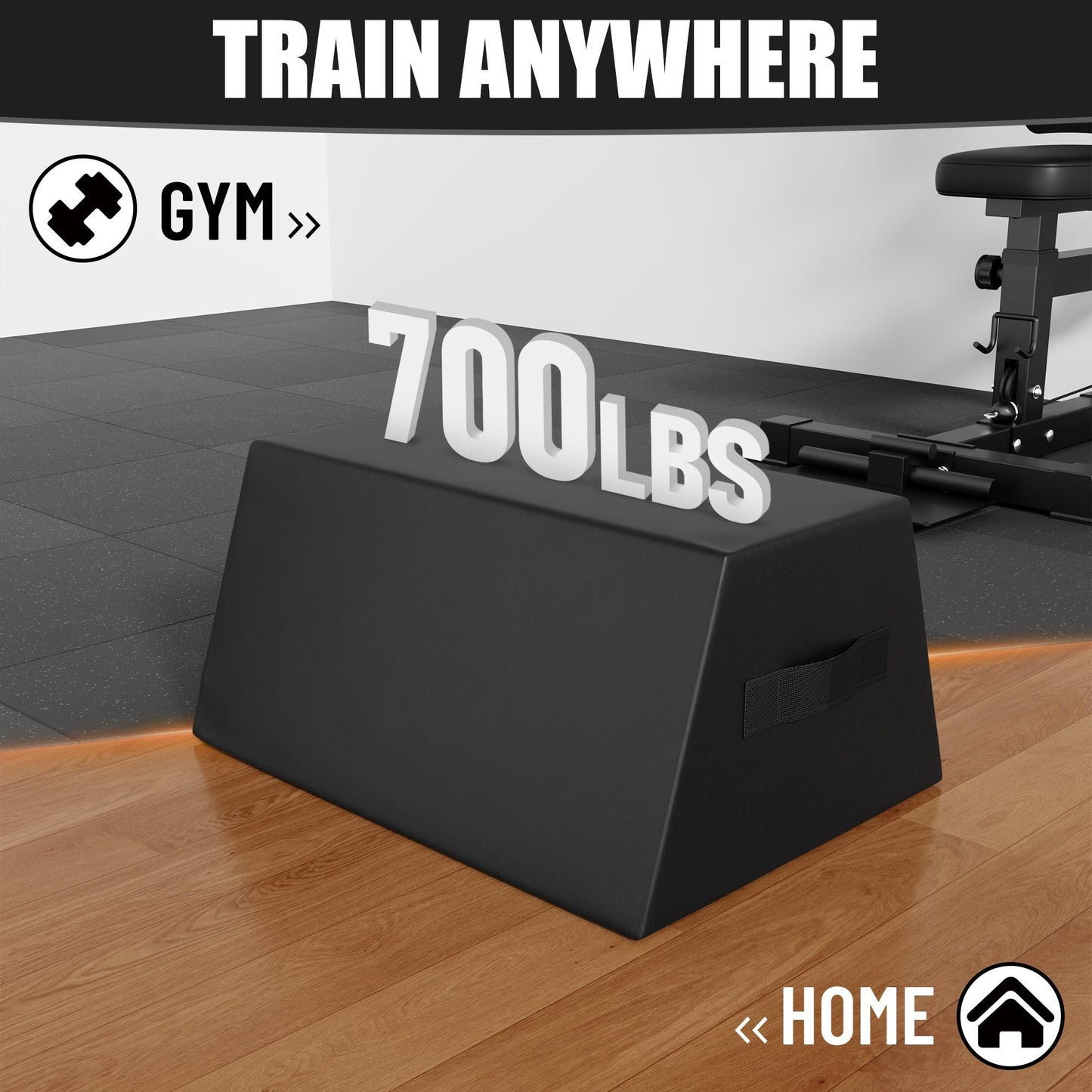 Goimu HT01-B Hip Thrust Bench, Hip Thrust Machine for Core&Ab Strength Training, Hip Thrust Booty Workout Box with Non-Slip, Glute Bridge Machine for Home and Gym, Large/Medium Size (Large-BK)