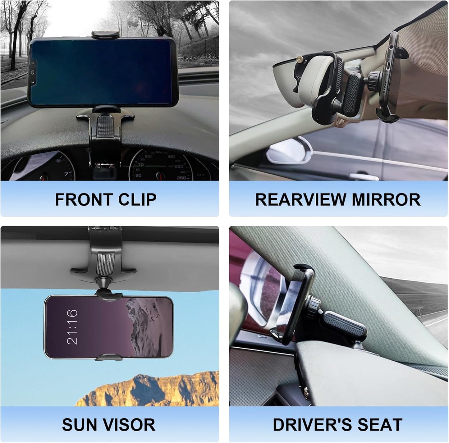 AMZAUTO 360 4-7 Inch Car Phone Holder Mount, Degree Rotation Car Dashboard Phone Holder, Universal Anti-Shake Dash