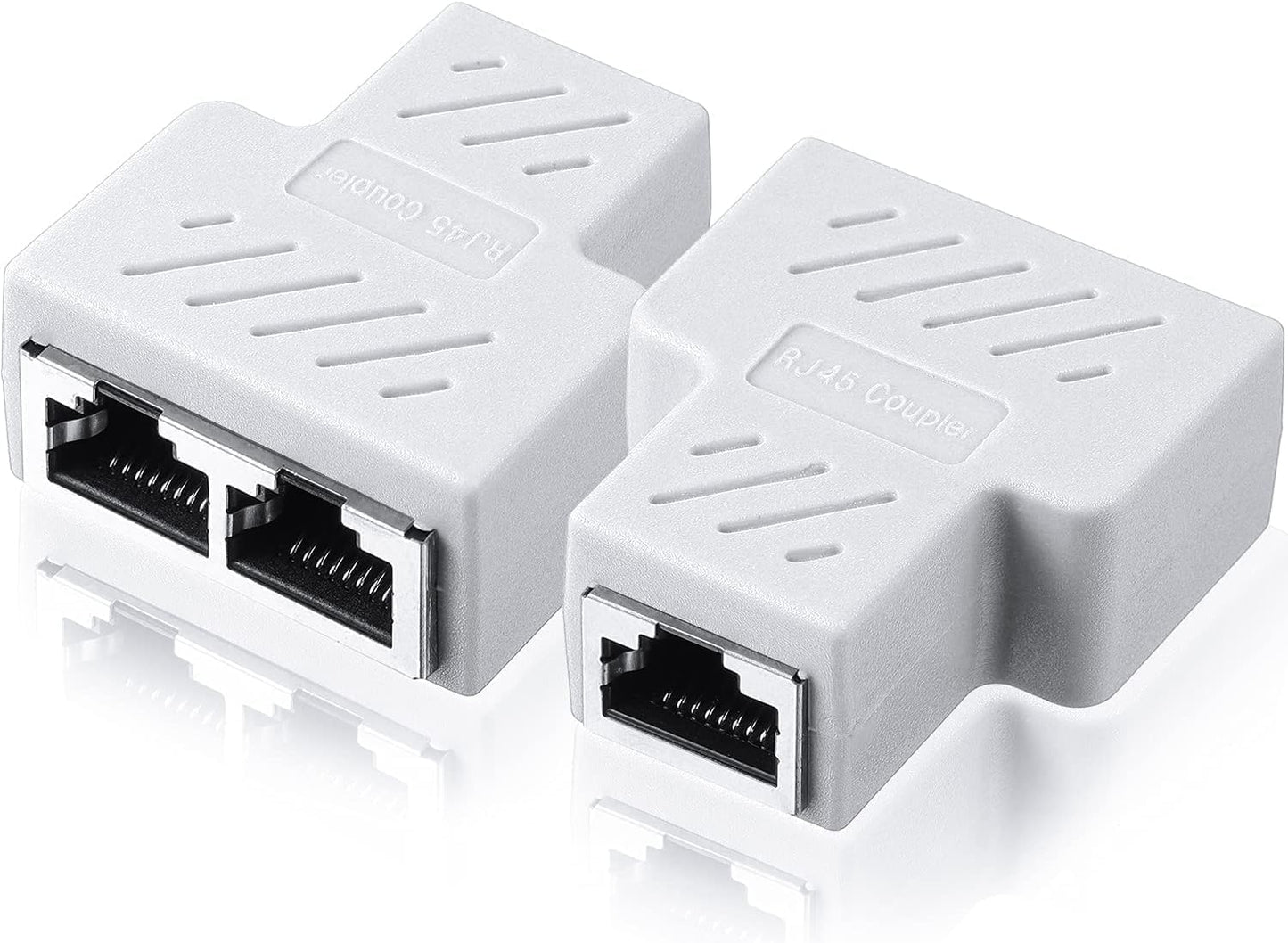 VizGiz 2 Pack RJ45 1 2 Cat5 Cat6 Cat7 Splitter to Port T Adapter Female Socket Ethernet Connector Dual Ways Plug
