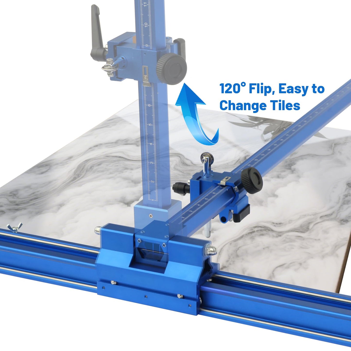 Blue Manual T-Shape Tile & Glass Cutter – 110" (2.8m) Rail, 35.4" Max Cut Width | 3 Blade Heads, Portable Design for DIY & Home Renovation
