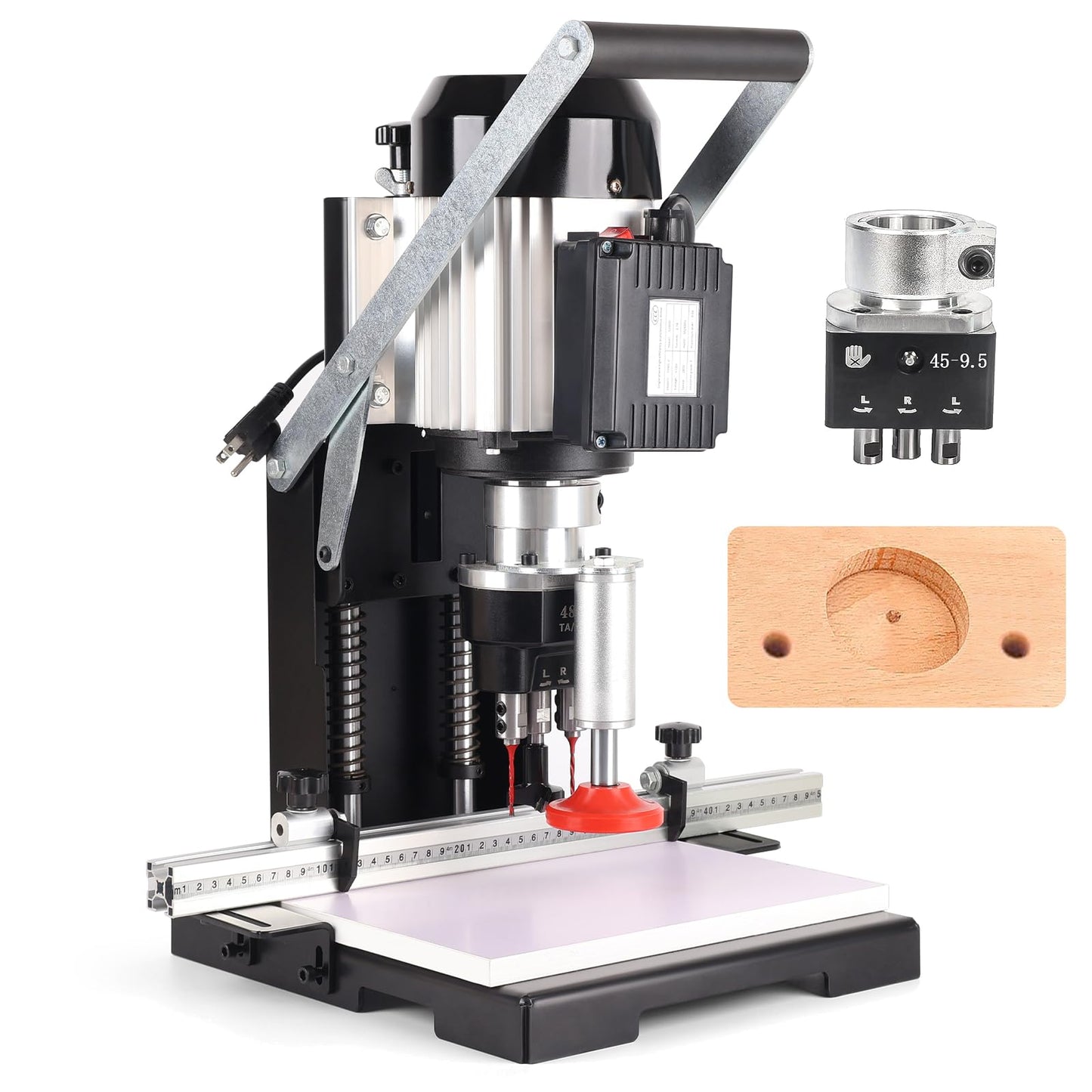45-9.5mm Woodworking Hinge Drill Hinge Drilling and Boring Machine Convenient Portable Hinge Drill for Woodworking, Used for Cabinet and Closet Drilling 1100W 0-30mm Depth (110V)