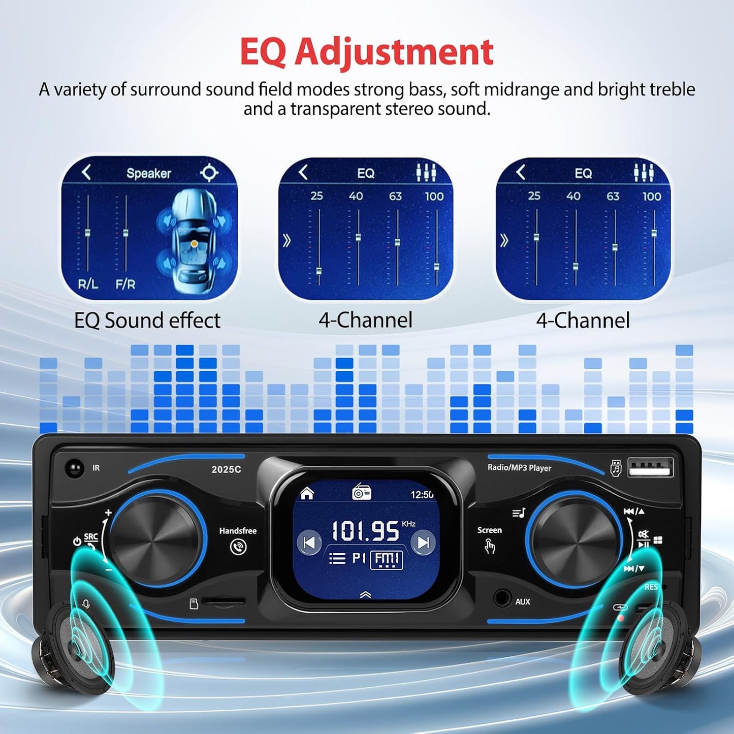 Motorsi 2.17" 12V MP3 Radio/MP3/SD/AUX-IN/USB/EQ/Quick Touch Screen Bluetooth Single Din Car Stereo Audio Player