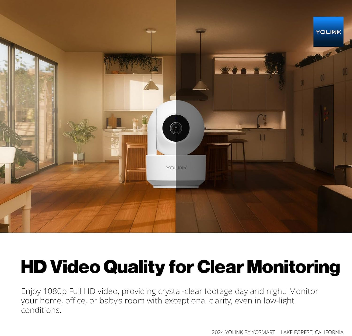 YoLink 2.4G 1080p 2-Way 64G 360 Uno WiF Wireless Home Security Camera Indoor, for Baby and Pet Monitor, Dog Camera