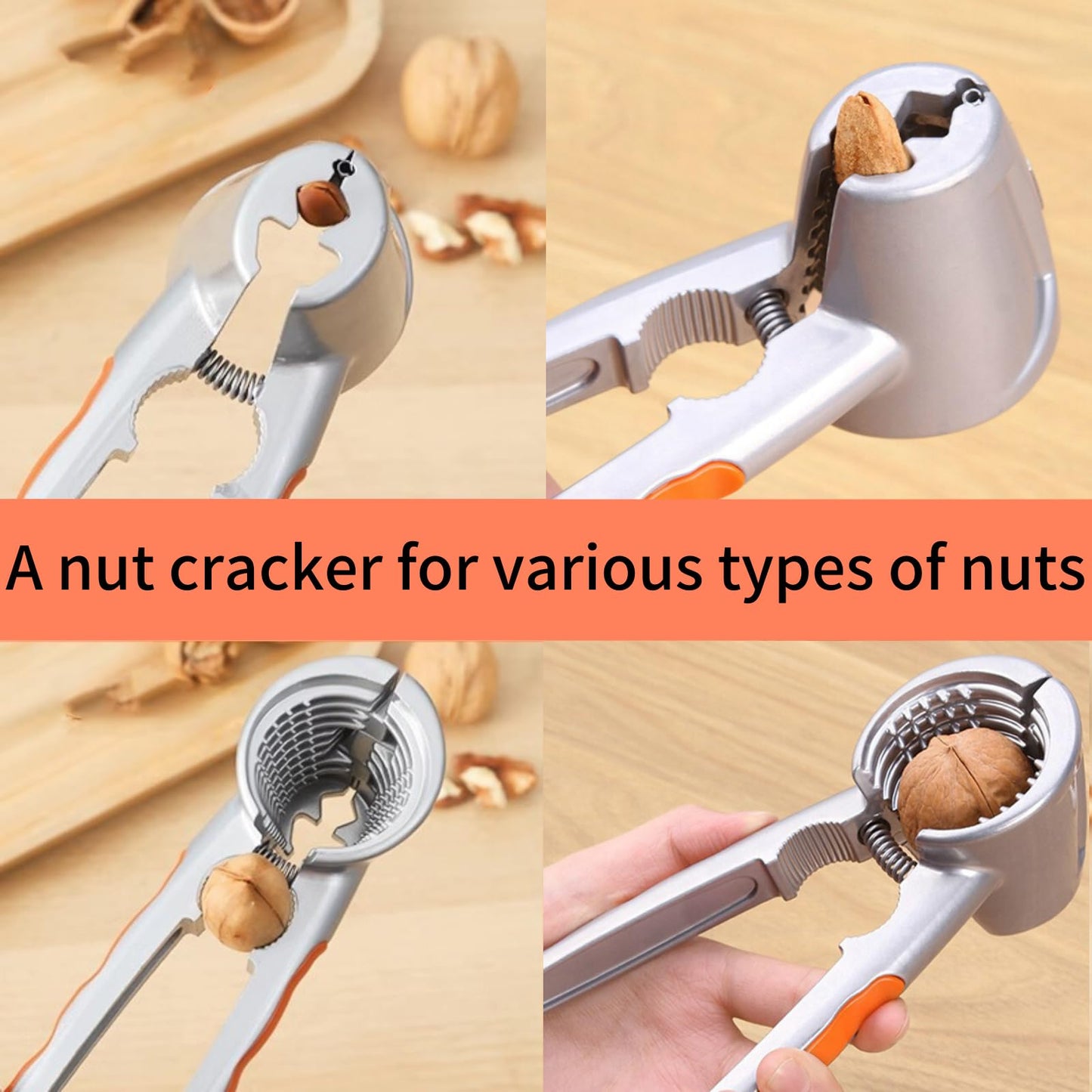 LOCEAST 2 PCS Nut Crackers for All Nuts Heavy Duty Walnut Cracker with Non-Slip Handle Pecan Crackers Tools Funnel Walnut Pliers Nutcracker Pecan Walnut Plier Clip Tool