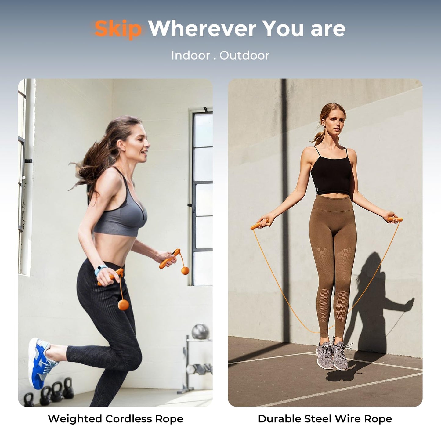 LVPIMAN Smart Jump Rope, Wireless Jumping Rope, Supports Game App Interaction, Suitable for Home and Gym exercise, Fitness Skipping Rope, Suitable for Women, Men, Adults and Children Orange