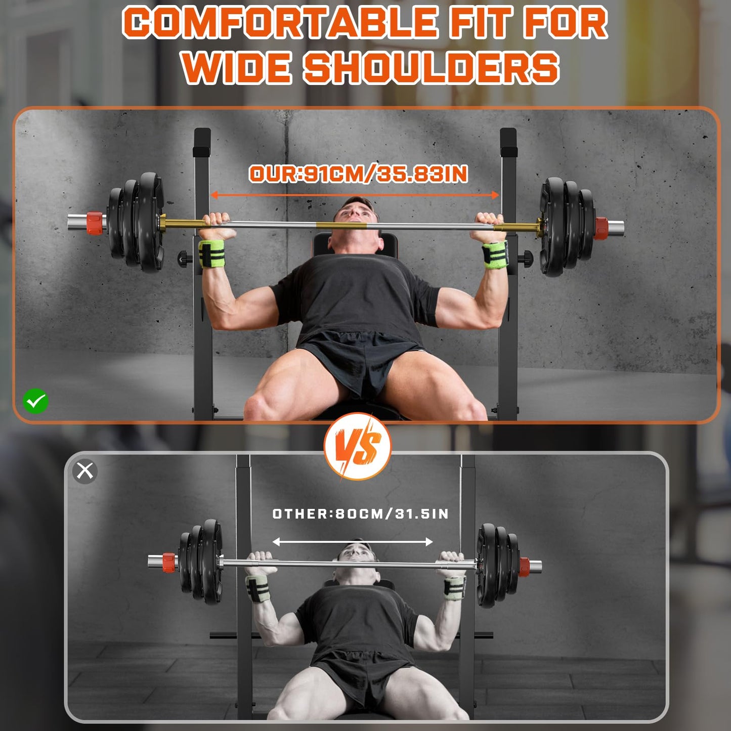 Adjustable Weight Bench with Squat Rack, 770lbs Heavy Duty Olympic Bench Press for Home Gym, Multi-Function Flat Incline Workout Bench Family Strength Training with Removable Foot Catch (Weight Bench Set+2*10LBS+2*25LBS Plates)