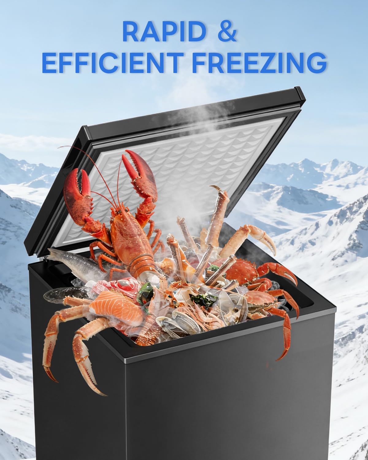 Electactic 3.5 Cu. Ft Chest Freezer, Ultra-Low Temperature (-40°F-12°F), Small Deep Freezer with Removable Basket Free Standing Top open Door Perfect for Home Dorm, Office,Bar, Kitchen Black