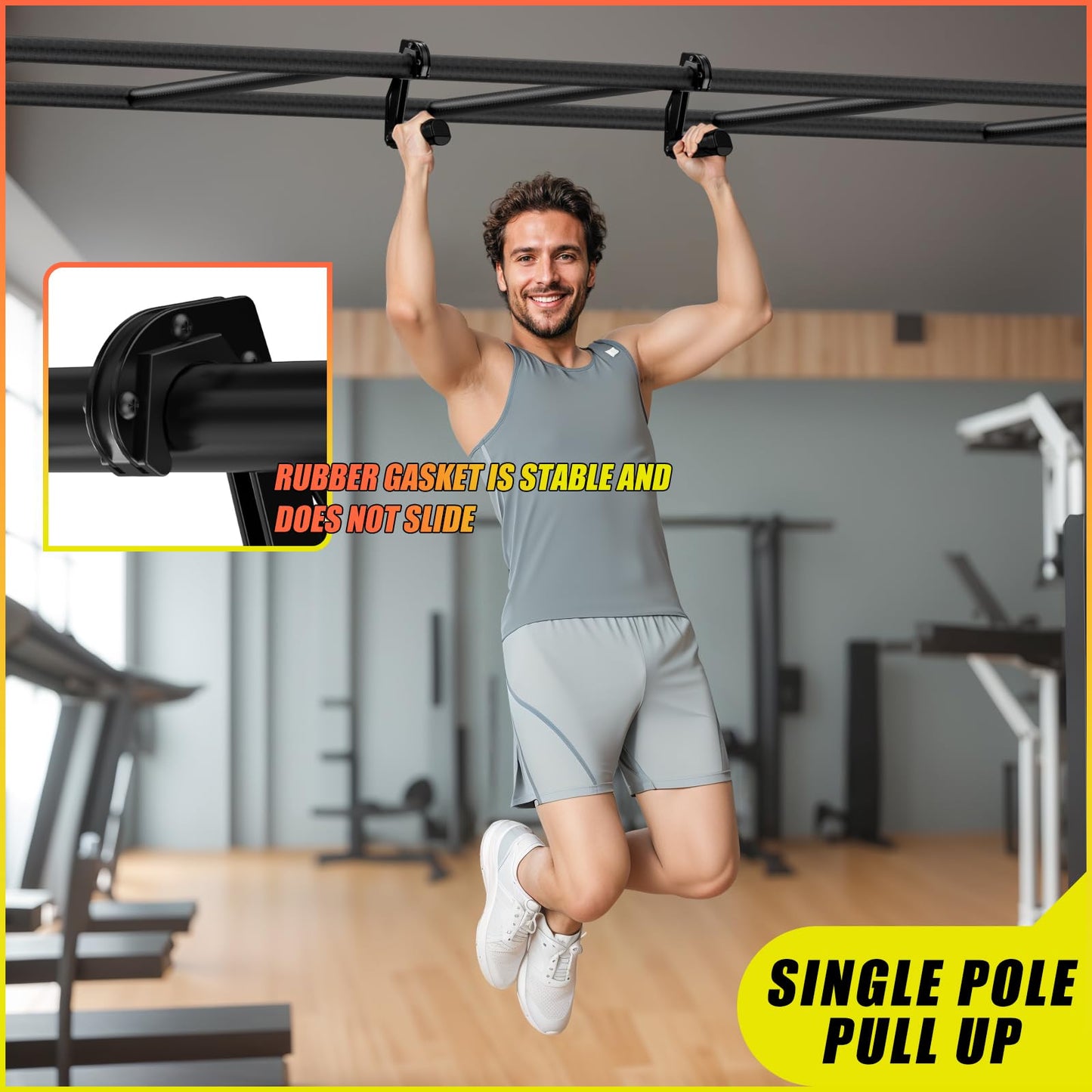 Yuiisenn Neutral Grip Handles for Pull Up Bar, Pull Up Handles with Ergonomic Portable Hooks for Home Gym, Calisthenics, Strength Training, Resistance Bands – Black