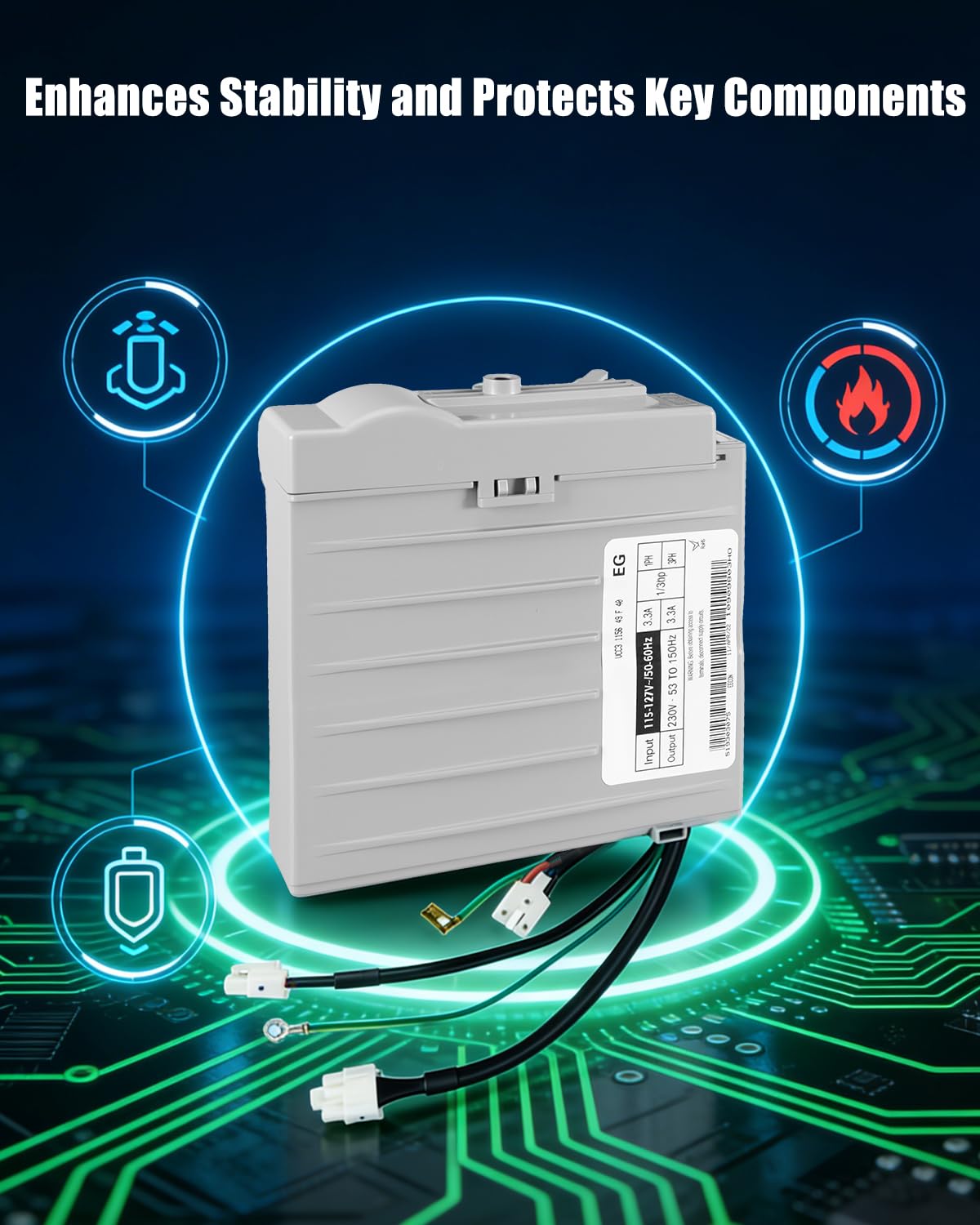 W10133449 Refrigerator Inverter Control Board VCC3 1156 M4 F 9B 3.3A Output Fit for Select Refrigerators Replace W10629033 2209324 2221559 2223385 2224047 2304098 519306000