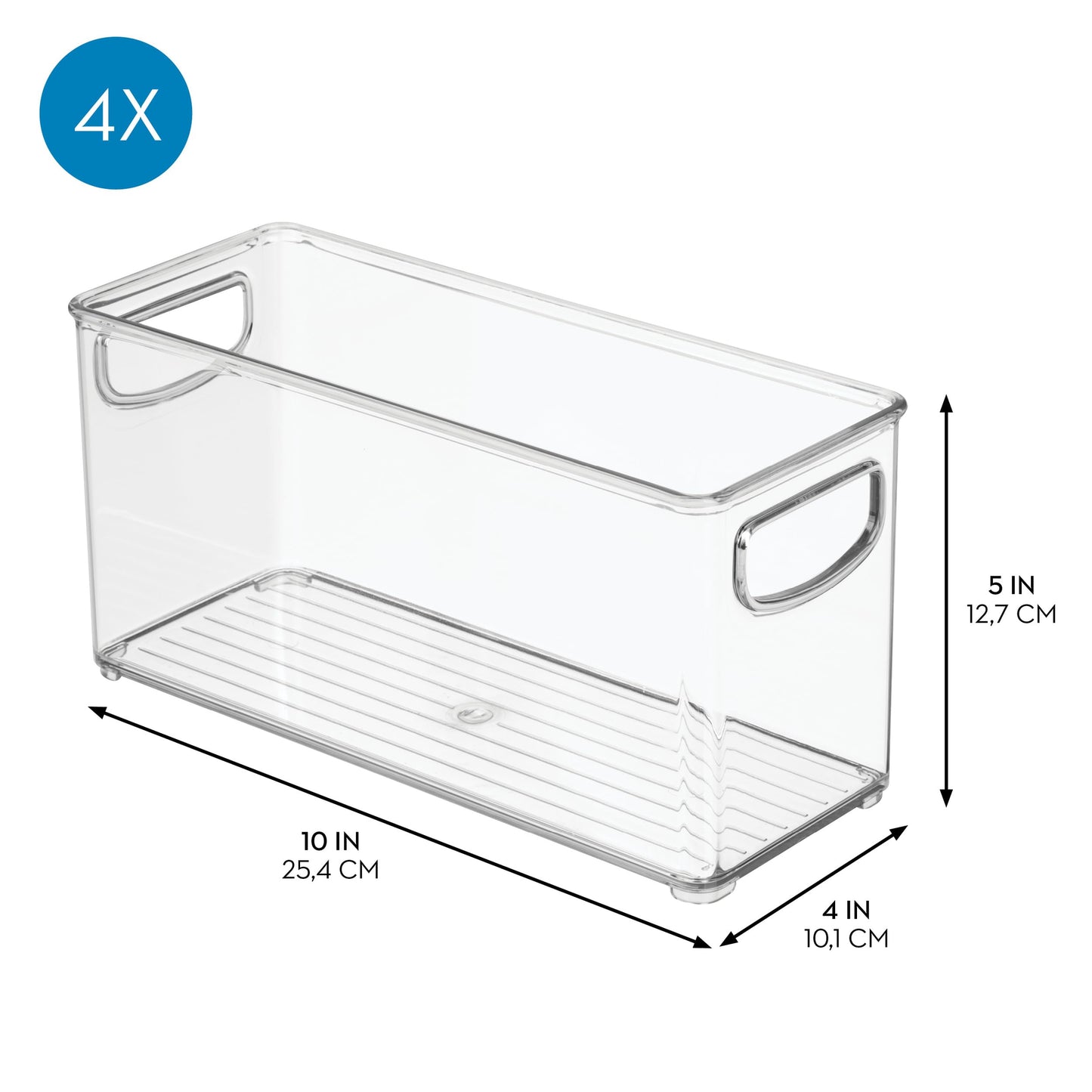 iDesign Slim Clear Plastic Stackable Storage Bin, Tall Narrow Organizer for Kitchen or Pantry, 4-Pack