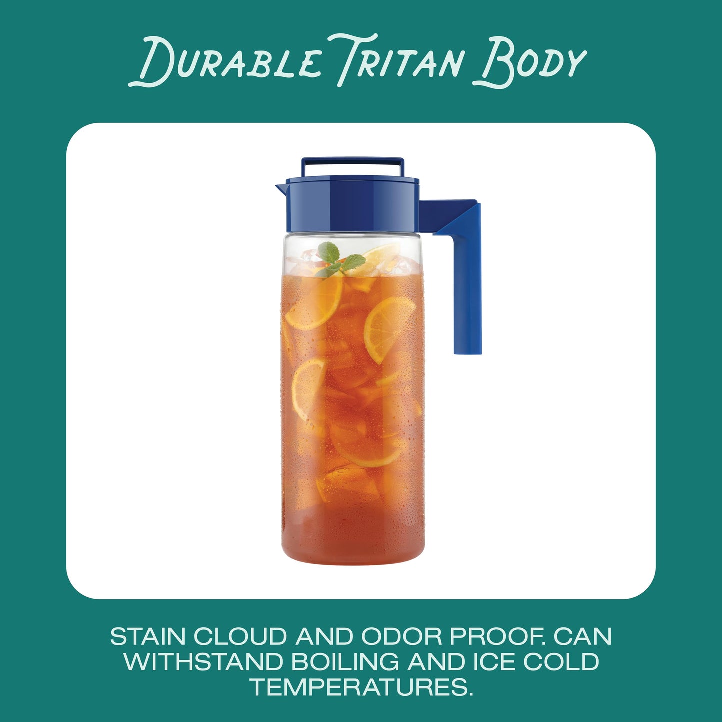 Takeya Airtight Pitcher - Durable BPA-Free Eastman Tritan Odor/Stain-Resistant Leakproof Lid for Iced Tea/Water Easy-Grip Silicone Handle Spill-Free Spout Fridge-Friendly Made in USA 2 Quart/Avocado