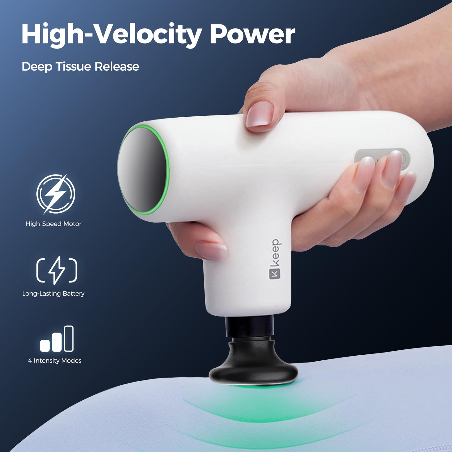KEEP Massage Gun Deep Tissue with Heat, Portable Percussion Muscle Massager Gun for Athletes & Pain Relief, Ultra-Quiet Brushless Motor, Lightweight Electric Massager for Neck Back Shoulder (G2 Air)