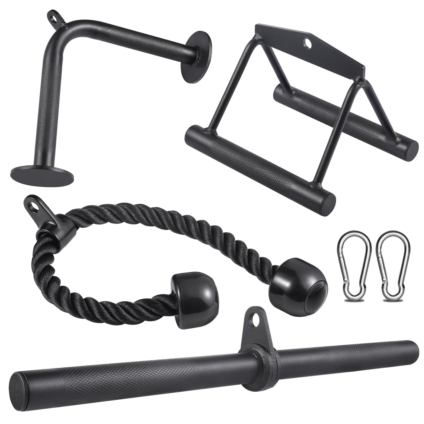 Workout Cable Machine Attachment for Home Gym, SERTT LAT Pulldown Attachments, Cable Accessories for Weight Training, Straight Pull Down Bar, Tricep Rope, Double D Row Handle, V-Shaped Bar
