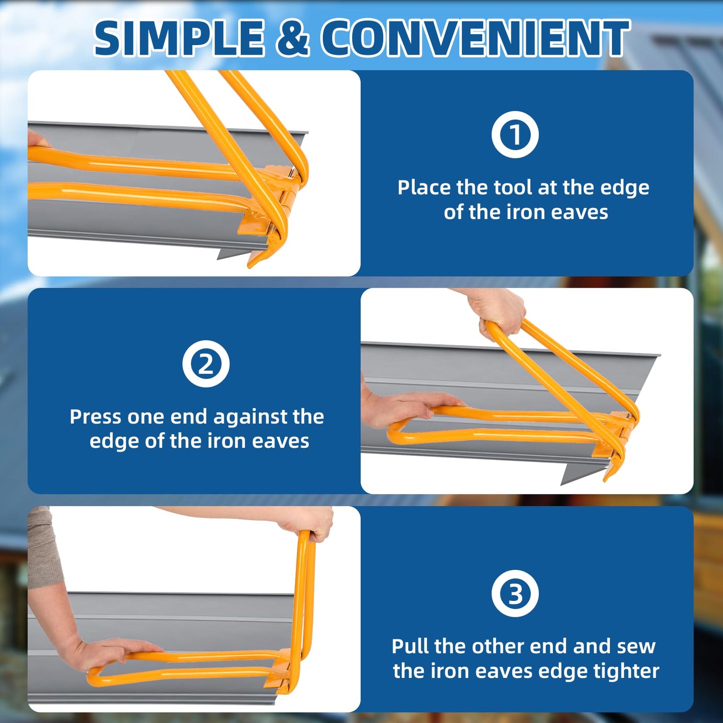 Updated Standing Seam Roofing Tool, Roofing Drip Edge Folding Tool for Roofer and Sheet Metal Worker, High-strength Metal Eaves Seam Locker